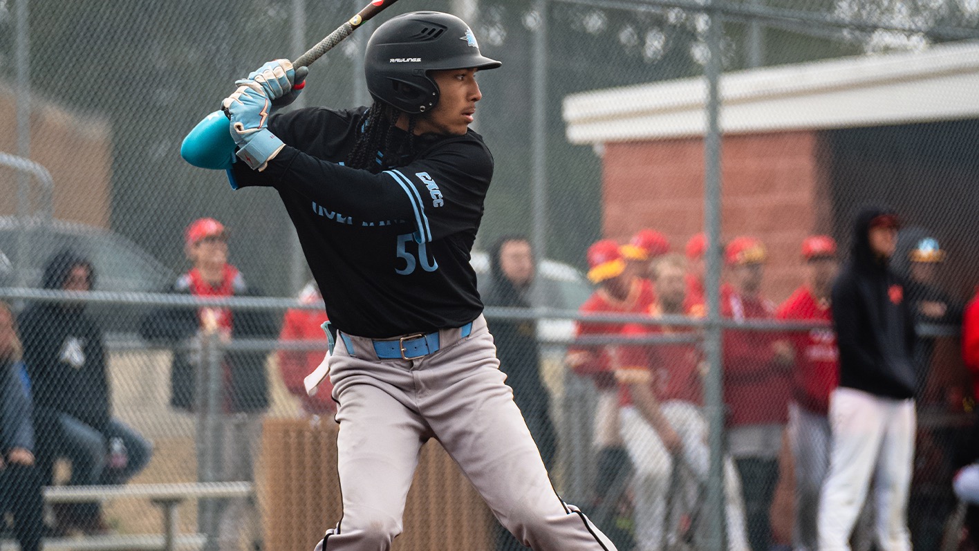 A closeup ofJalen David looking at the pitcher from the right-handed batter's box