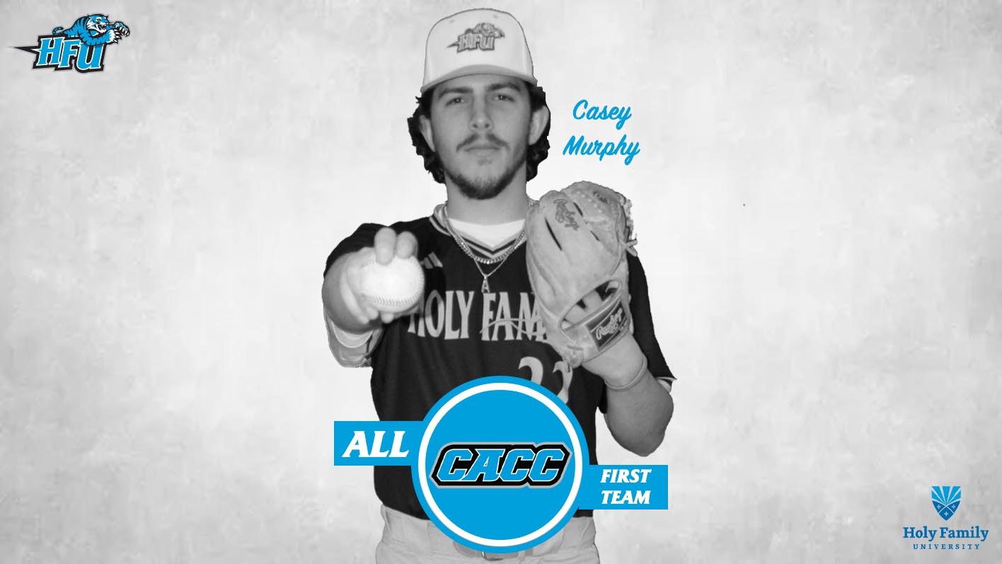 A graphic for HFU's Casey Murphy being voted on to the 2025 All-CACC Baseball Team 