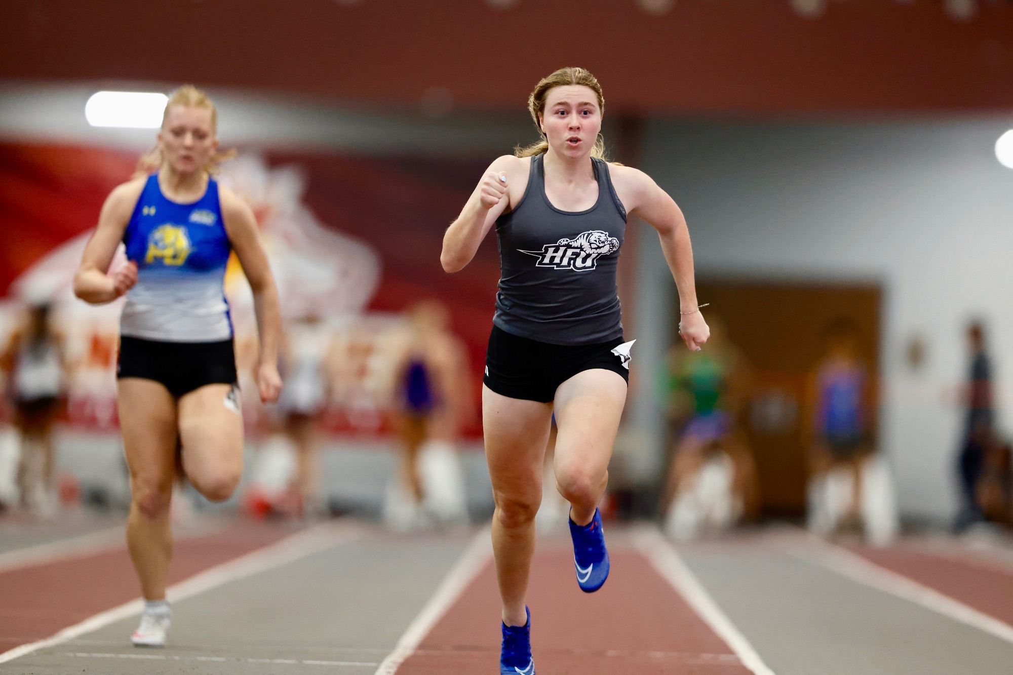 Katelyn Perazzola sprinting at the 2026 Alvernia Winter Invitational