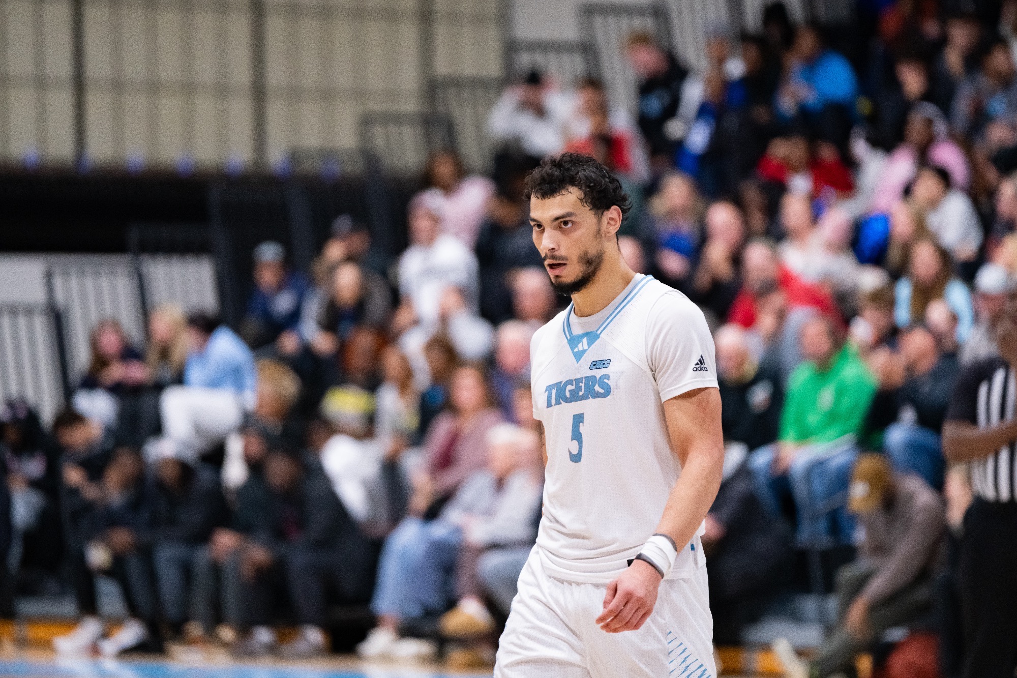 A closeup of Di'Andre Howell-South looking focused