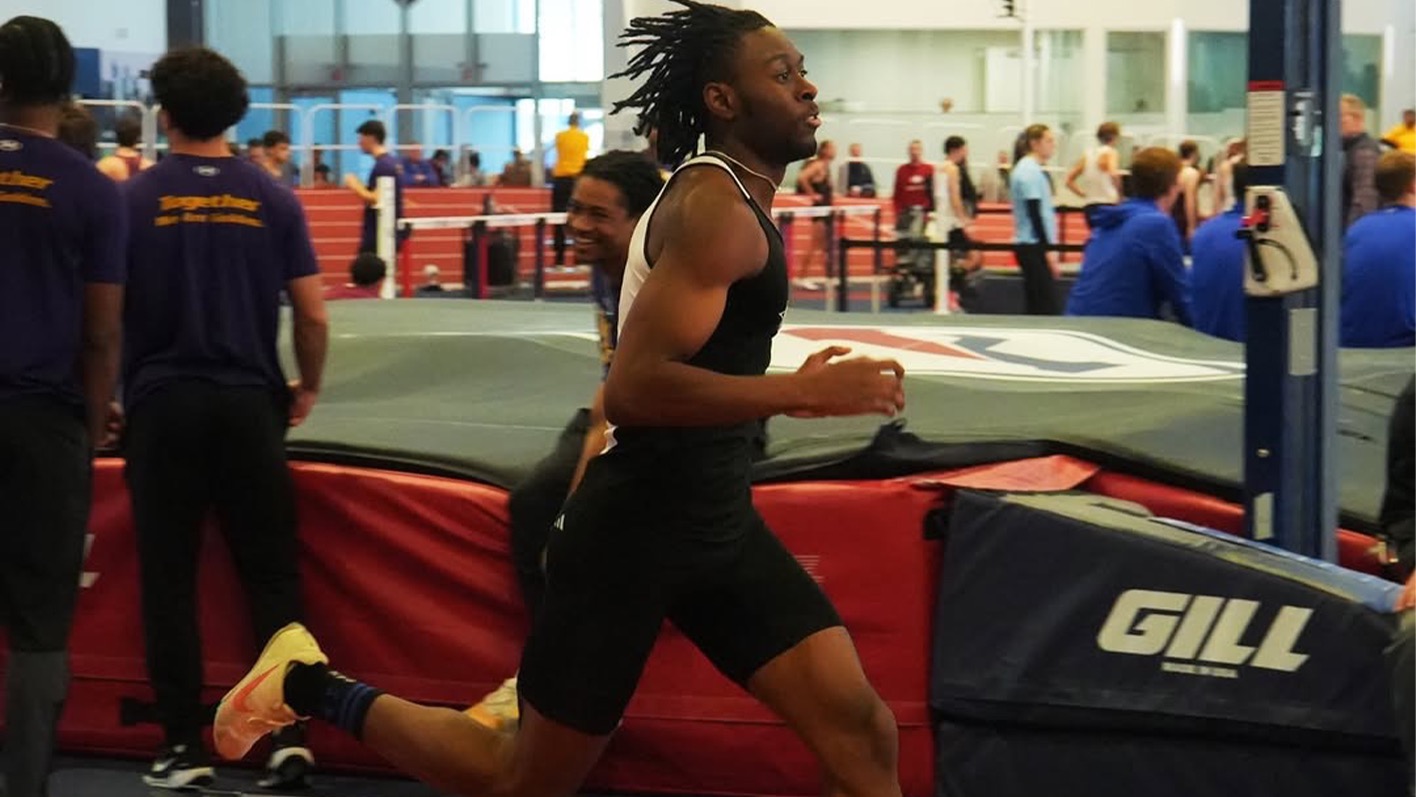 A closeup of Andrae Johnson running from the side