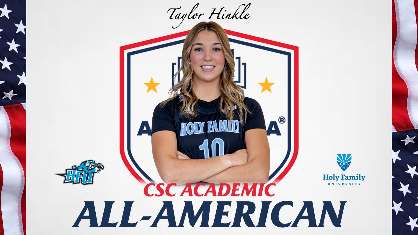 A graphic for HFU Women's Baskeball's Taylor Hinkle earning a place on the 2026 CSC Academic All-America Team