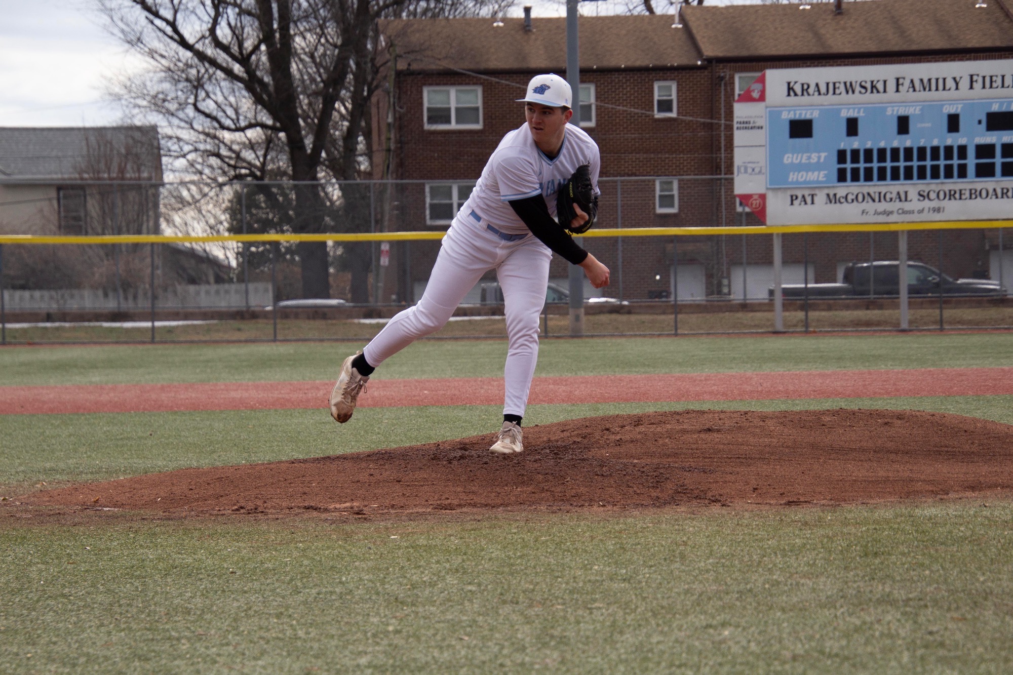 Ryan McLaughlin after just delivering a pitch