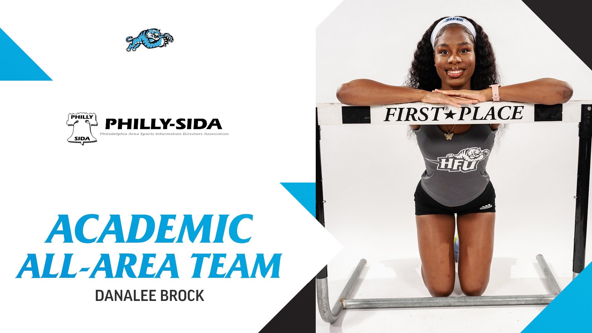 A graphic for Danalee Brock earning a place on the 2025-26 Philly-SIDA Academic All-Are Women's Track & Field Team