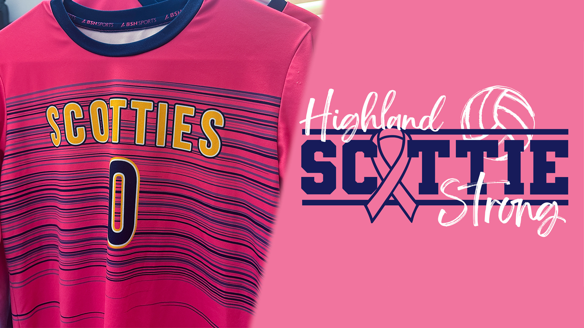 Infographic recognizing Highland Athletics' celebrations of Breast Cancer Awareness Month | left - Pink goalkeeper jersey to be worn during HCC's Oct. 8 contest against Johnson County; right - 