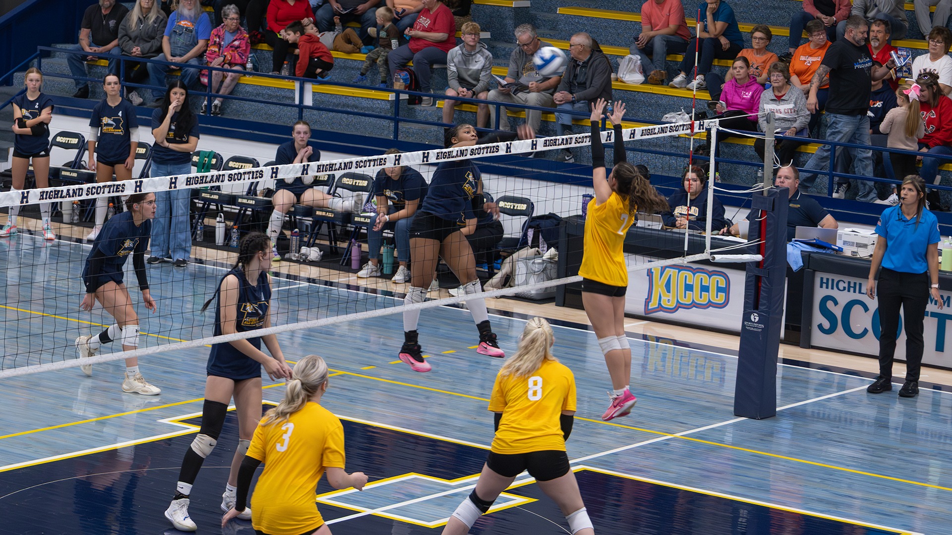 Arlivia White Williamson (Raytown [Mo.] HS) puts down a kill during the Third Annual 4-State All-Star Game on Sunday