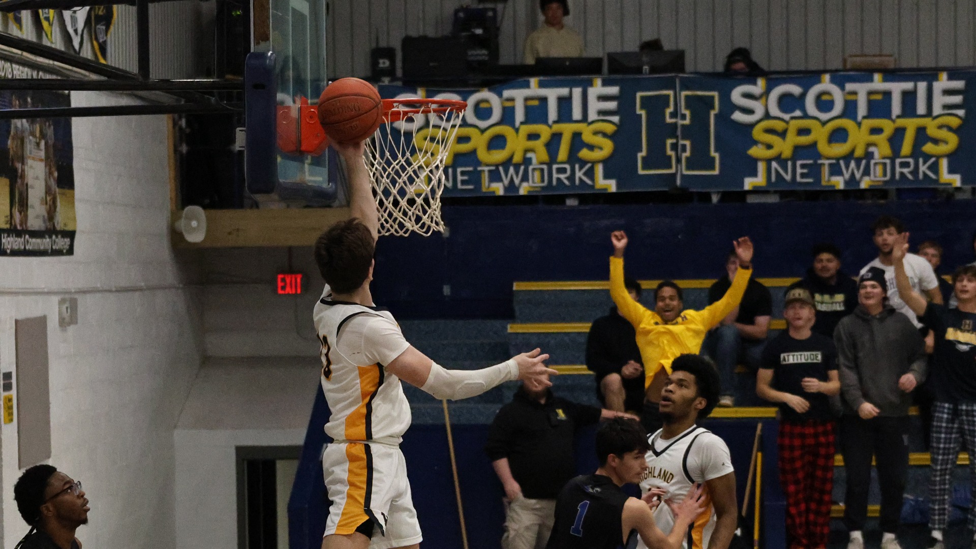 Colton Knoll hits a reverse layup against Kansas Christian College