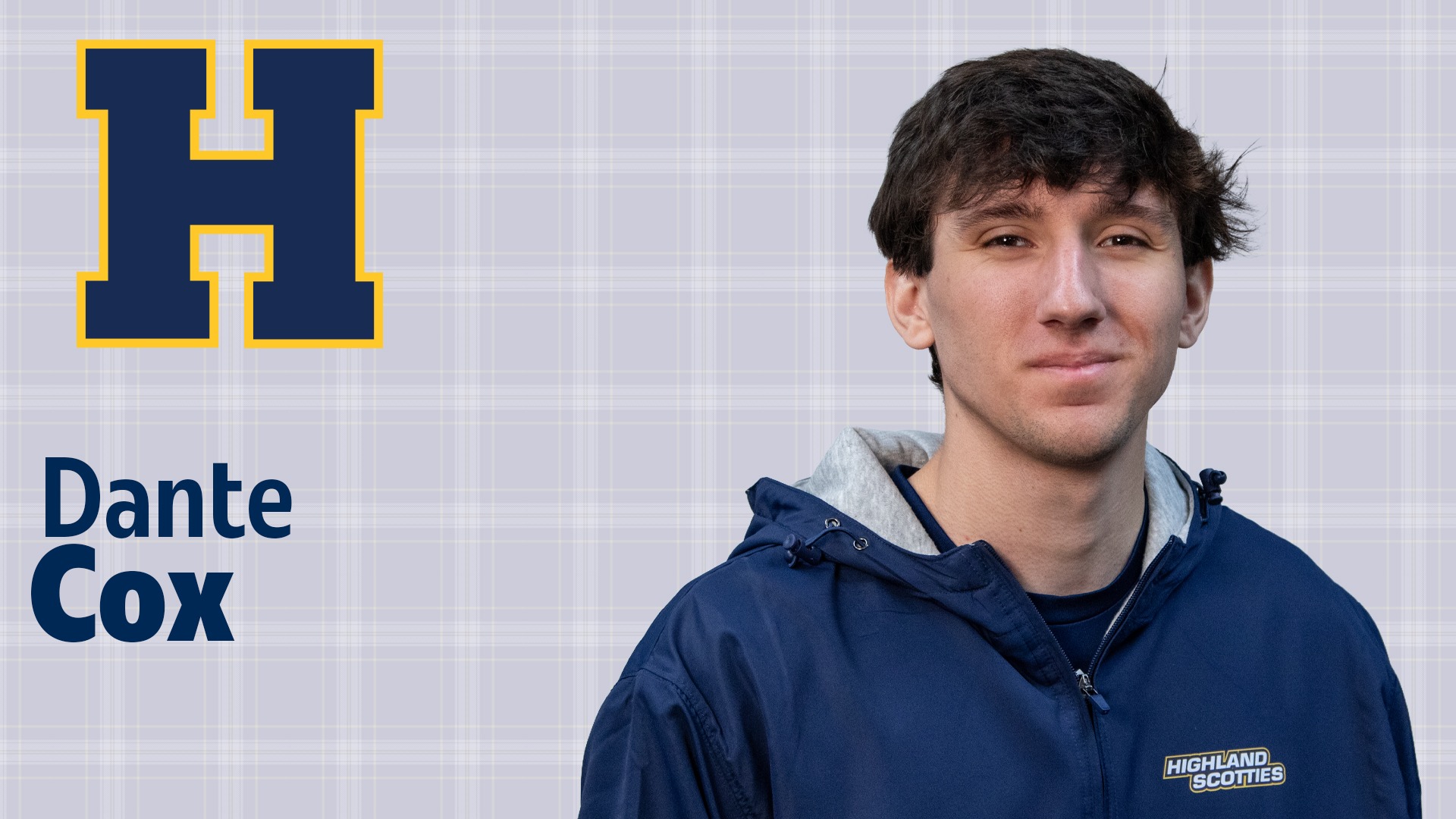 Infographic featuring headshot of Highland Track and Field/Cross Country coach Dante Cox