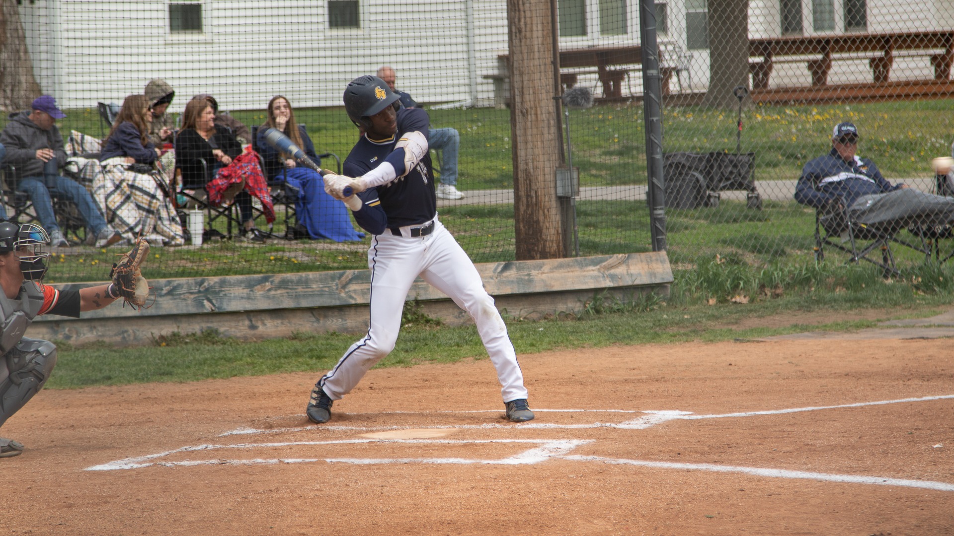 Isaiah White swings away in a game against Cowley College