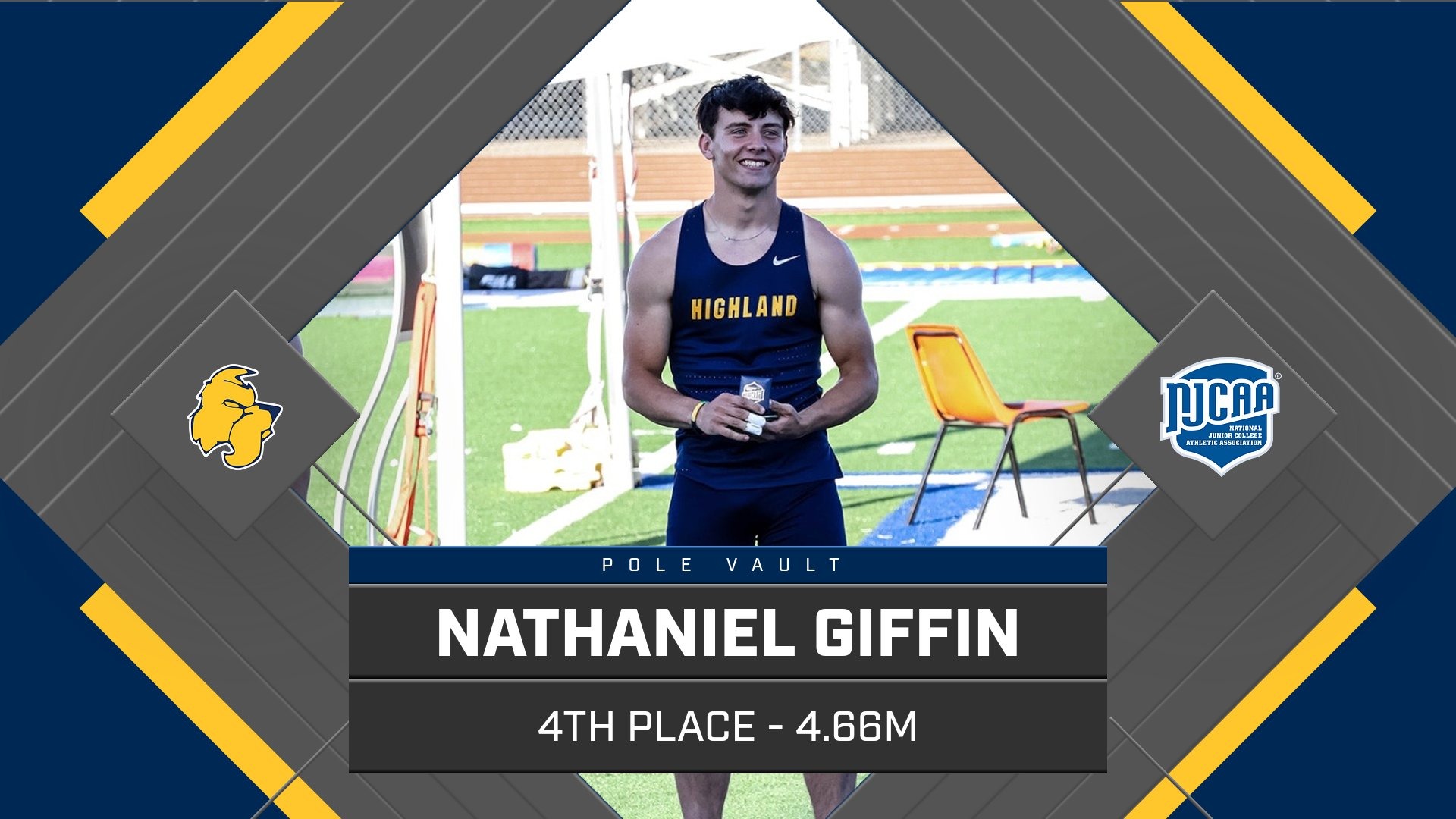 Nathaniel Giffin holds his 4th place medal on the podium
