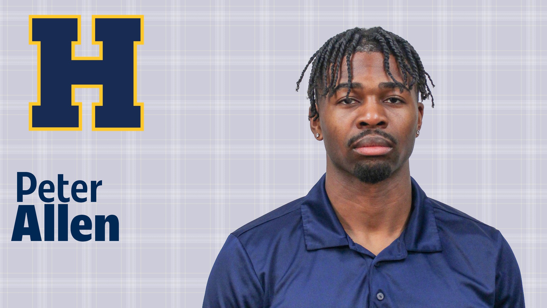 Head shot of new Highland Women's Soccer Head Coach Peter Allen on right; Highland 'H' logo over text 