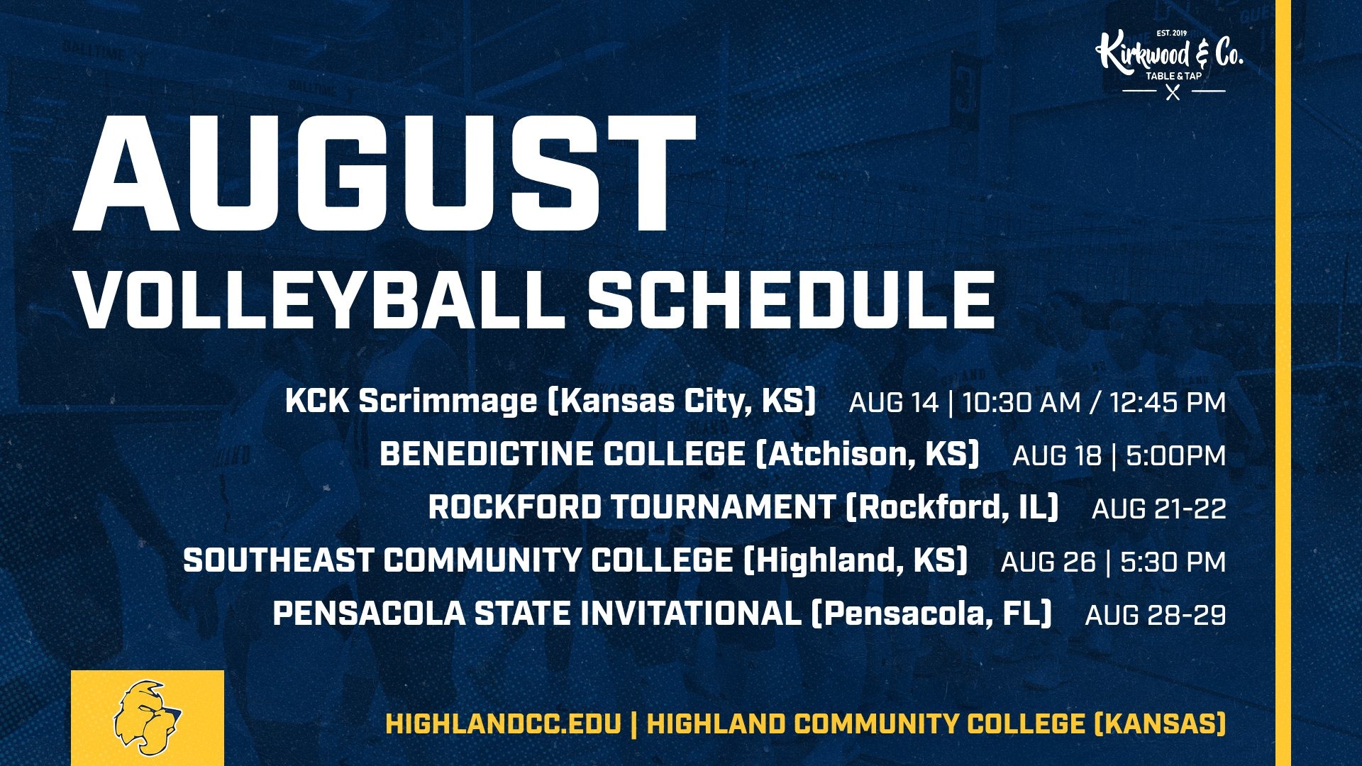 August 2026 Volleyball Schedule