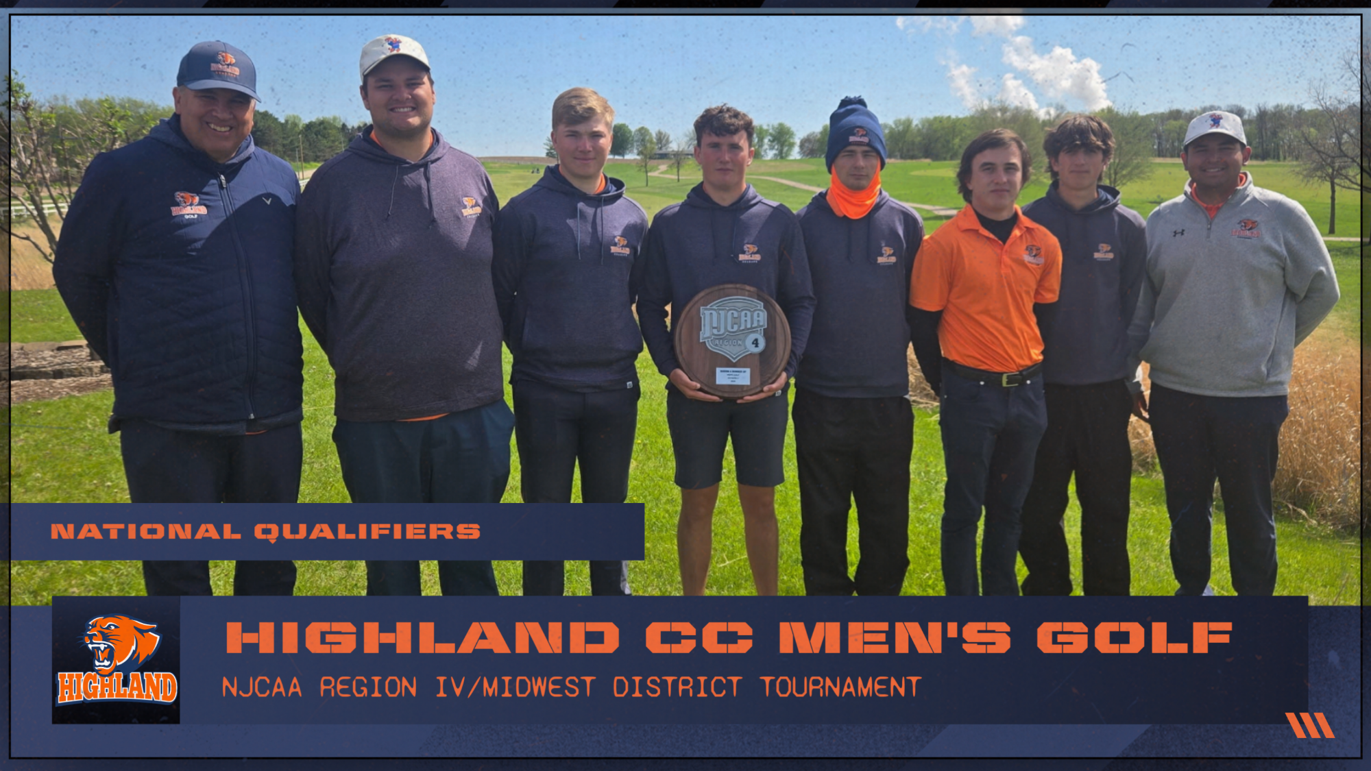 Highland Golf Team with Region IV Tournament Runner-Up Plaque