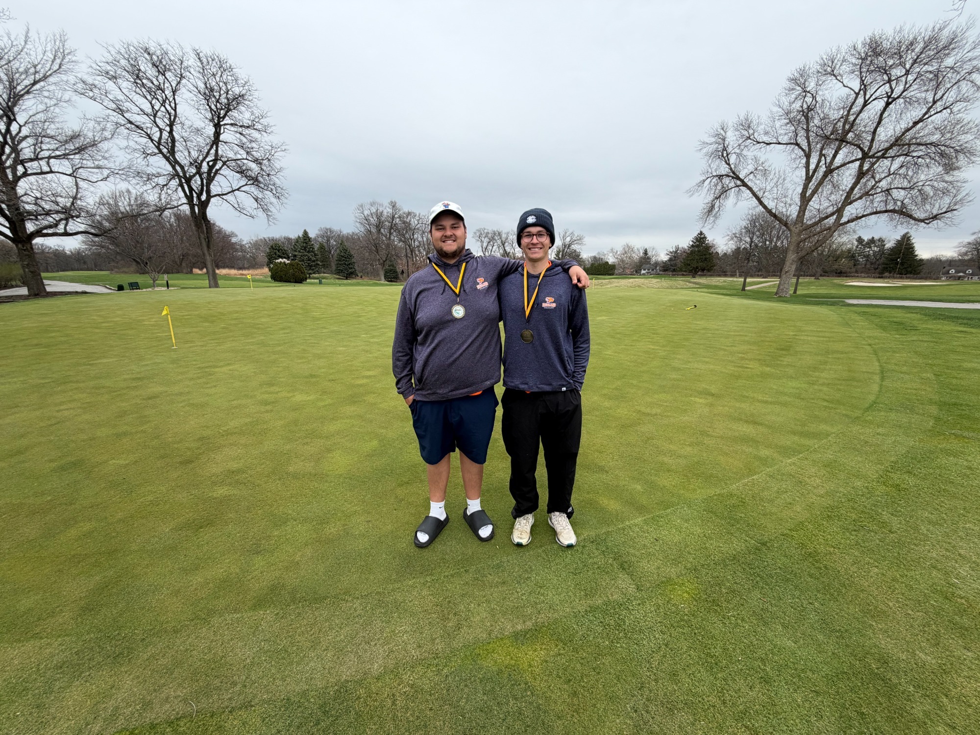 Brock Brown and Roman Johnson posing after their finish at the BHC Spring Invite