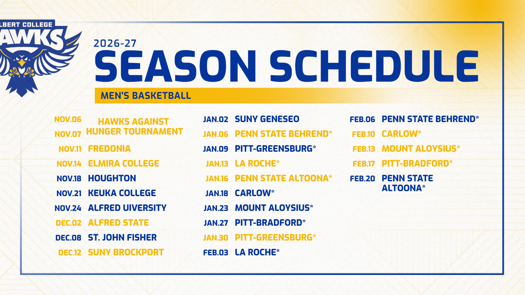 MBB 2026-27 Schedule