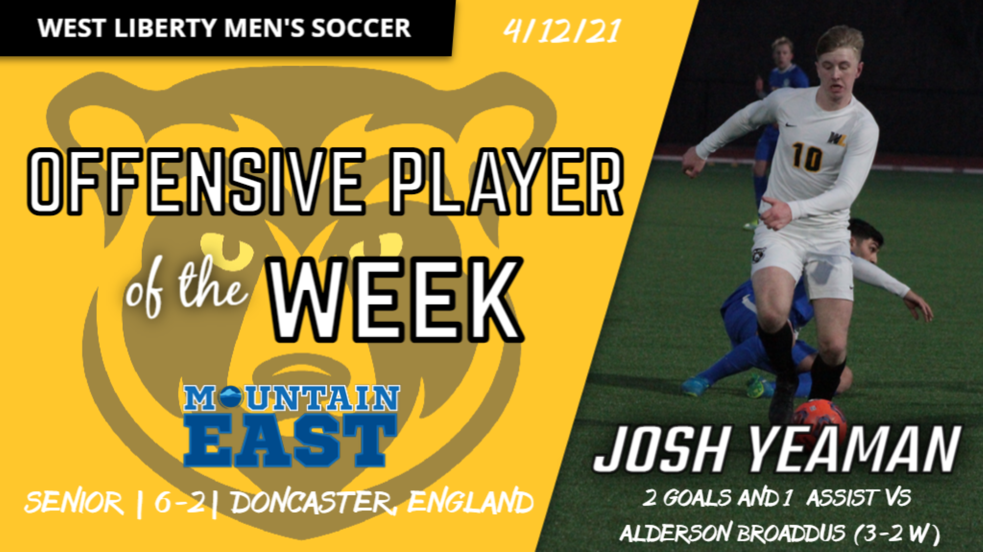 West Liberty’s Yeaman Honored by MEC West Liberty University Athletics