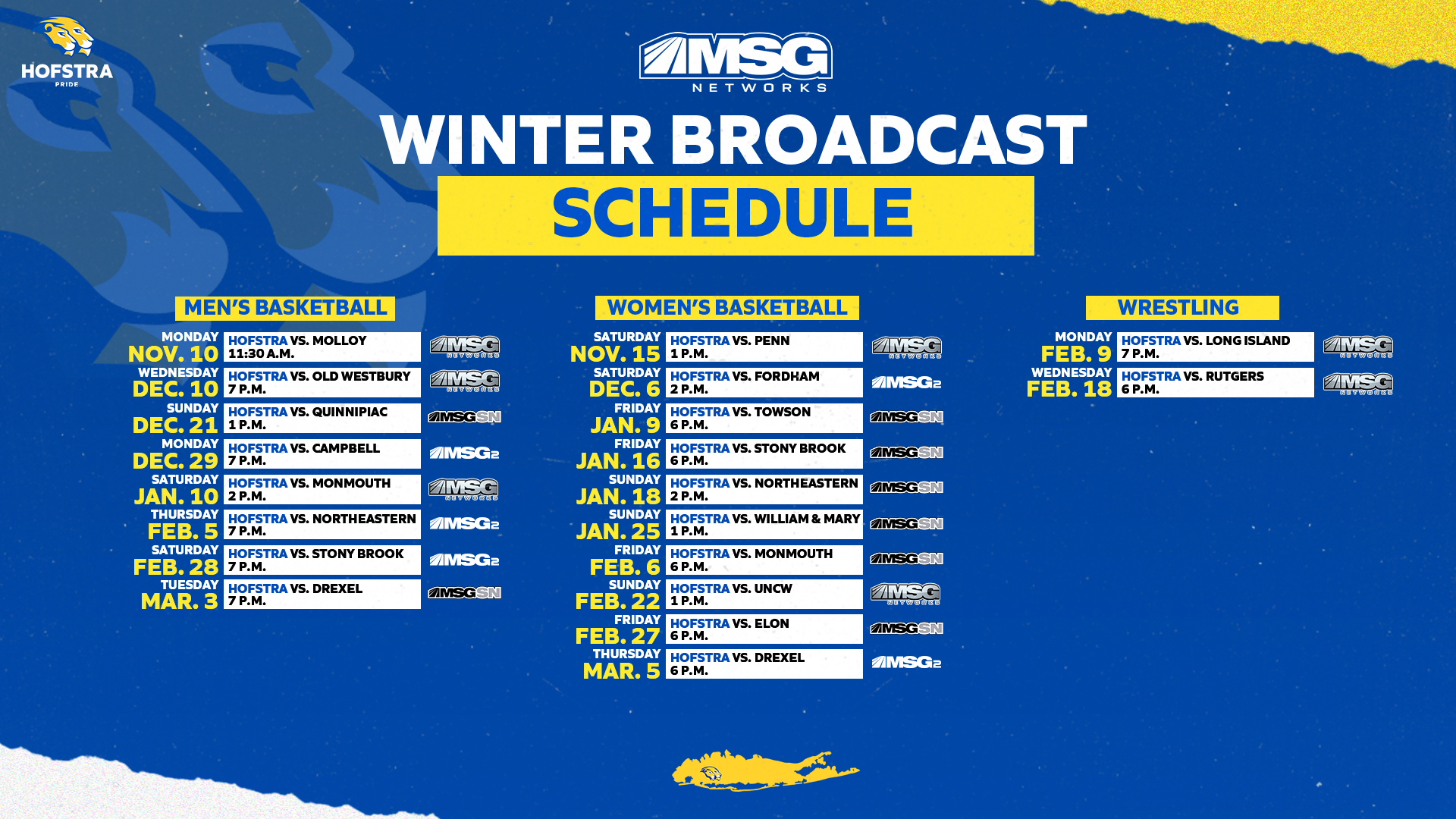 2025 Winter MSG Schedule