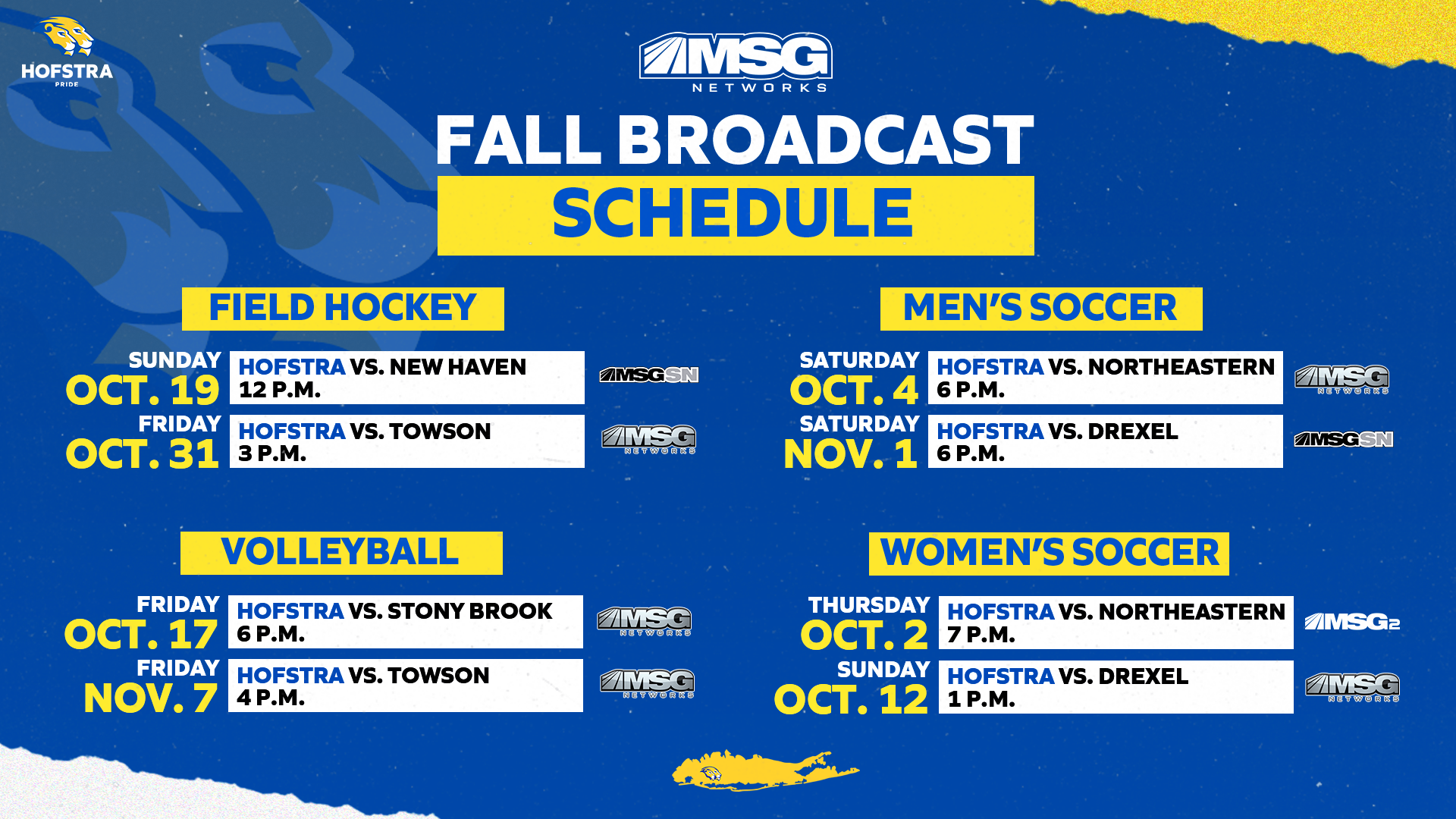 2025 Fall MSG Schedule