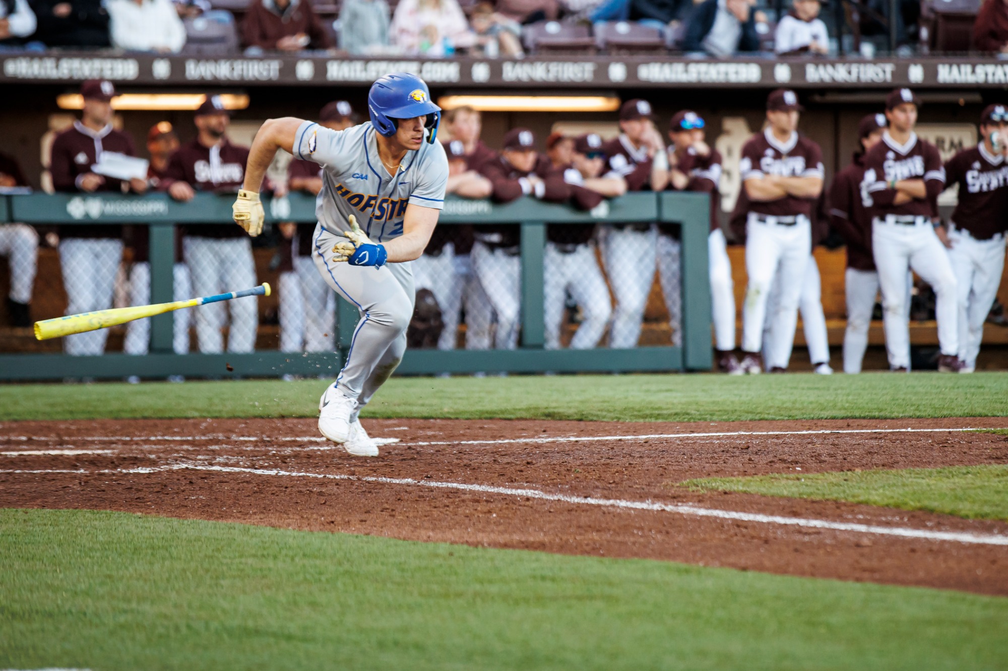 STARKVILLE, MS - February 13, 2026 - The game between the Hofstra Pride and the Mississippi State Bulldogs at Dudy Noble Field at Polk-Dement Stadium in Starkville, MS. Photo By Ivy Rose Ball