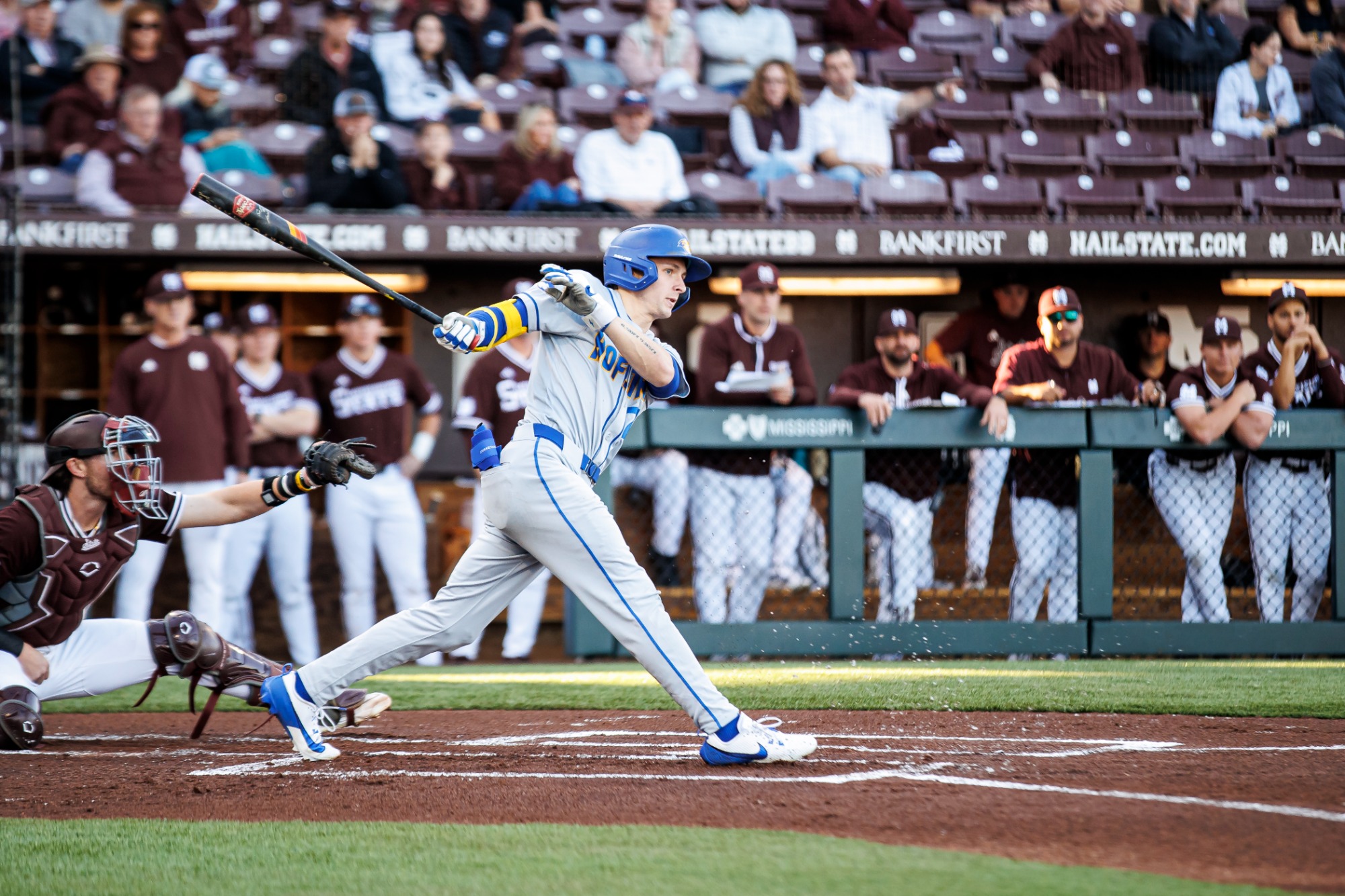 STARKVILLE, MS - February 13, 2026 - The game between the Hofstra Pride and the Mississippi State Bulldogs at Dudy Noble Field at Polk-Dement Stadium in Starkville, MS. Photo By Ivy Rose Ball