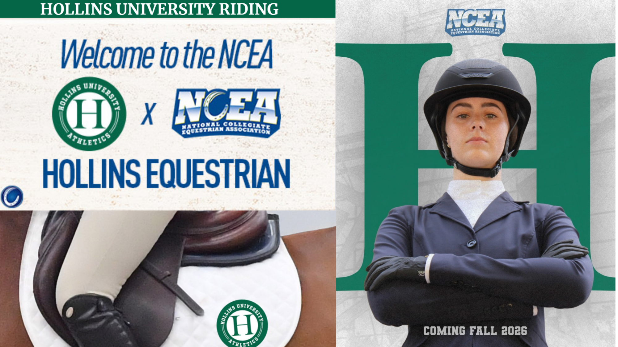 NCEA Release for Hollins Riding with logos and posed rider 