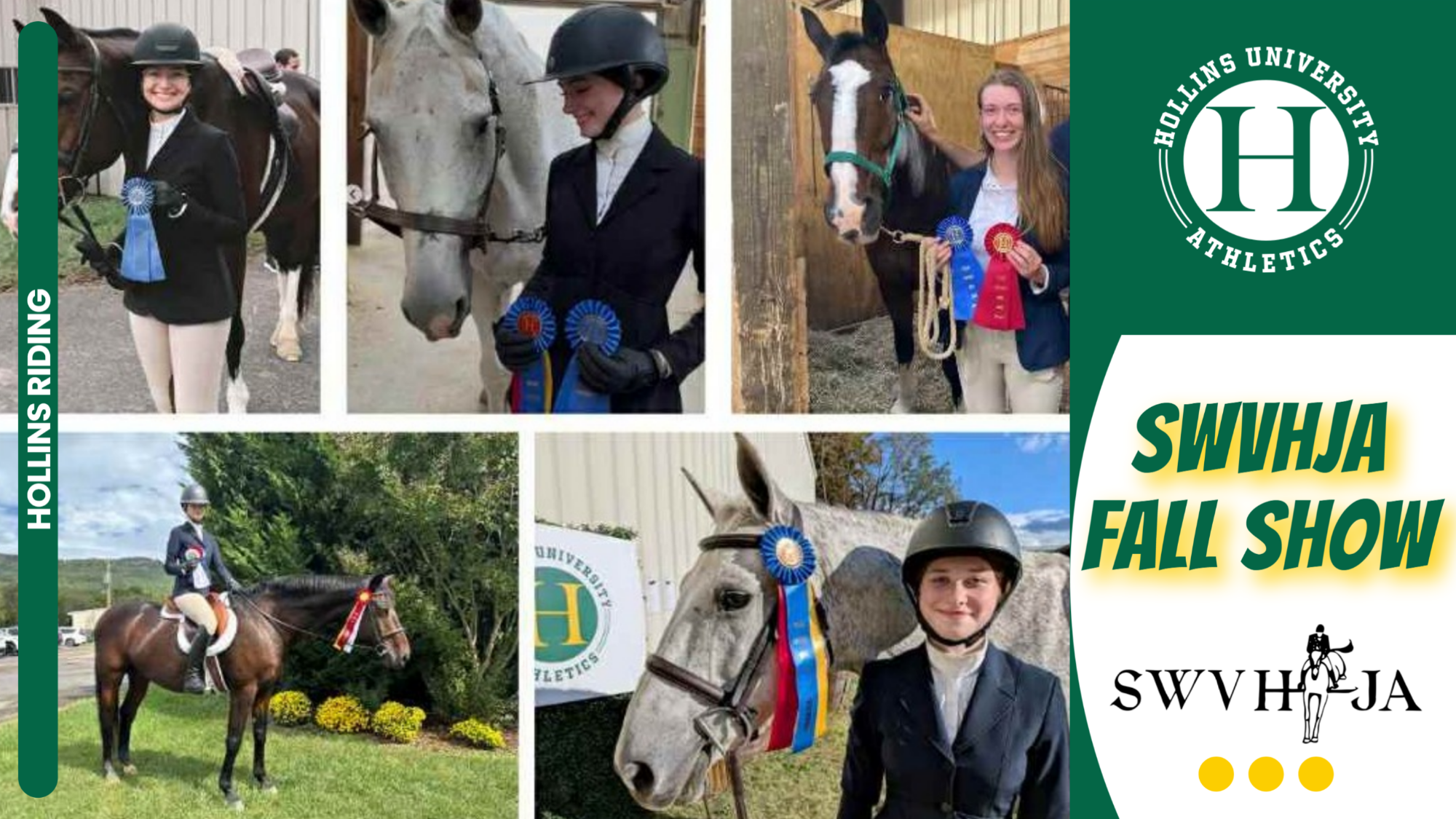 SWVHJA Fall Show graphic riders with horses and ribbons