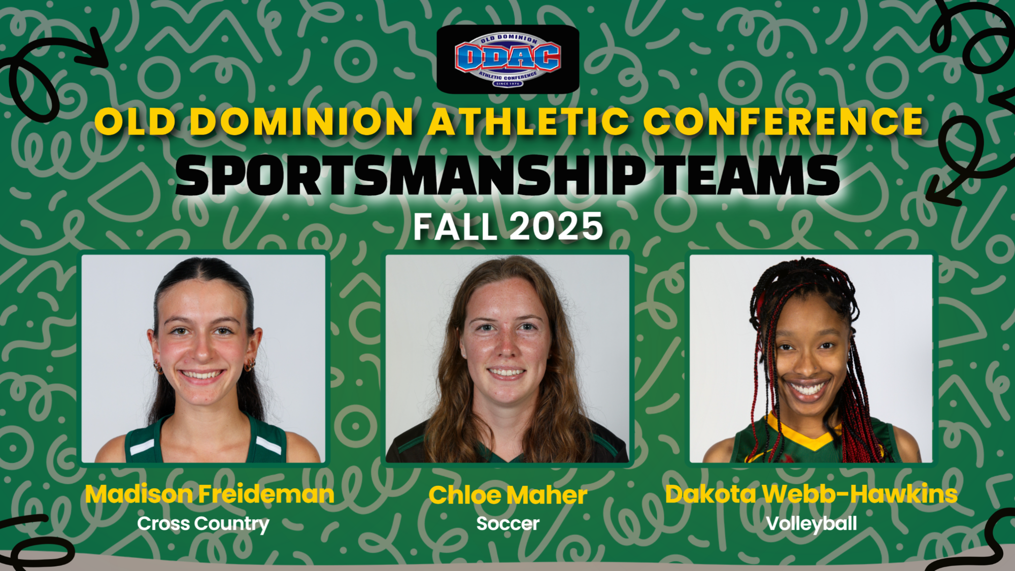 2025 ODAC Fall Sportsmanship Teams with headshots