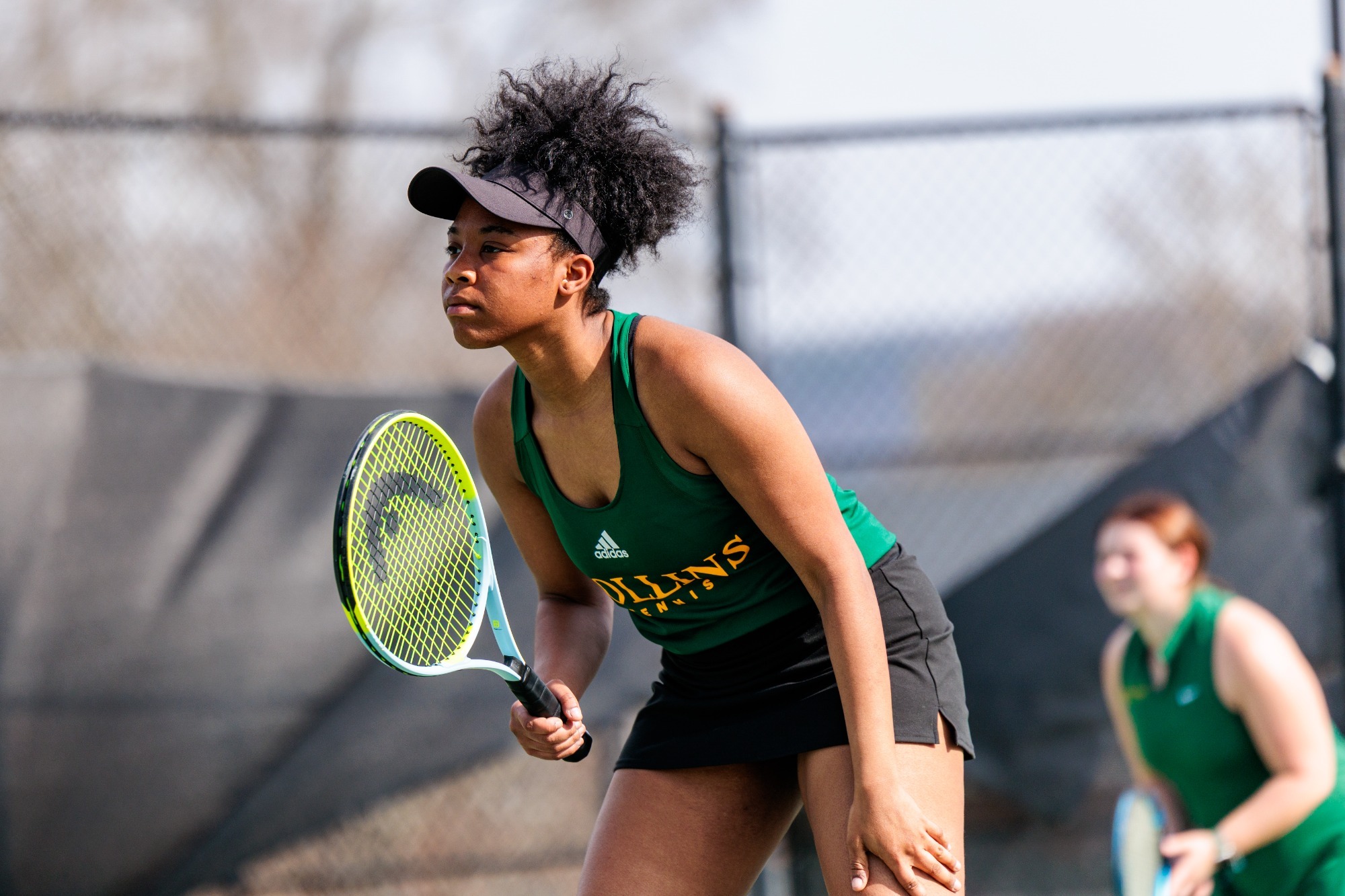 Zilina Robinson awaiting a serve in doubles