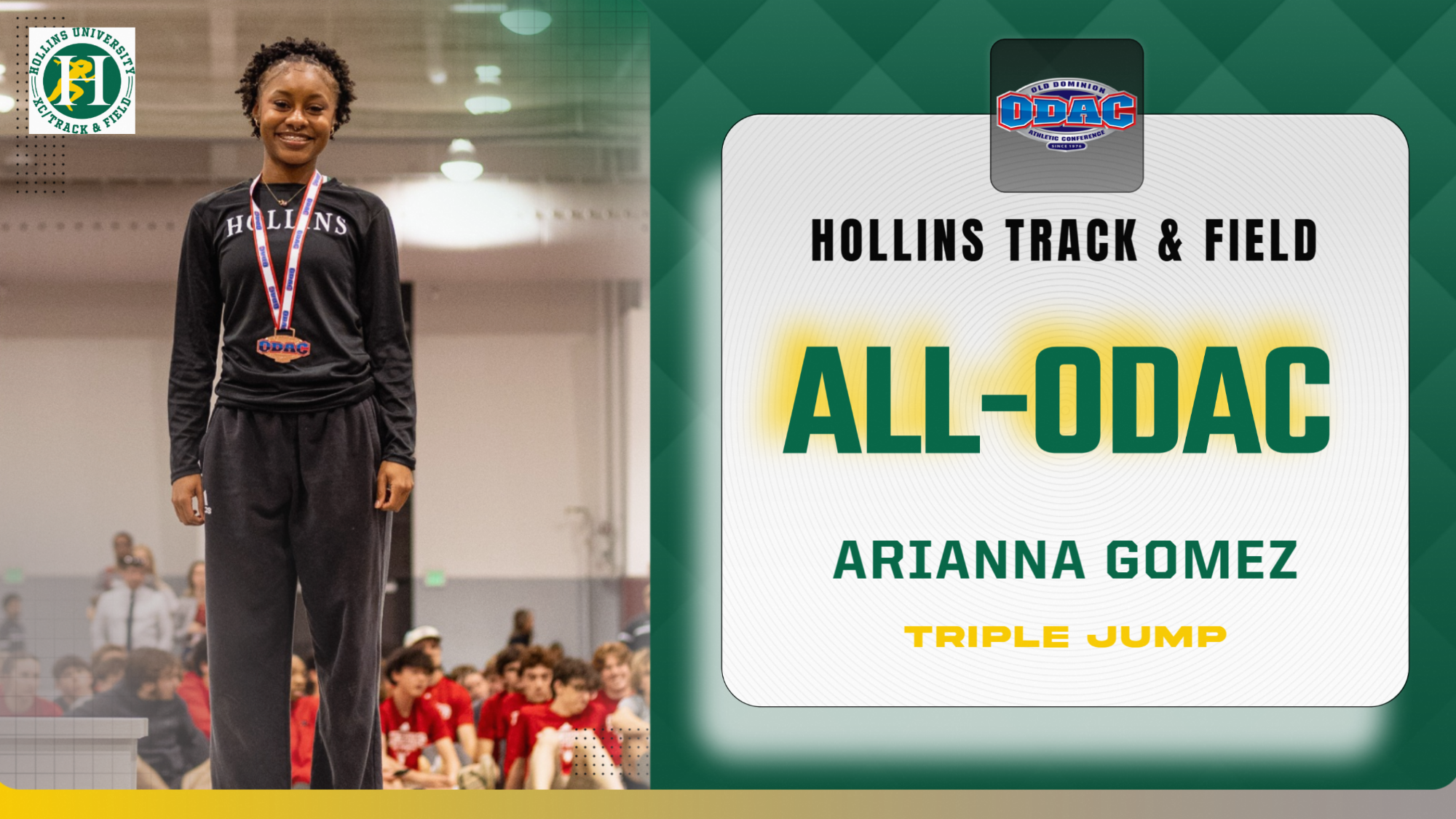 All-ODAC selection for Arianna Gomez int he Triple Jump