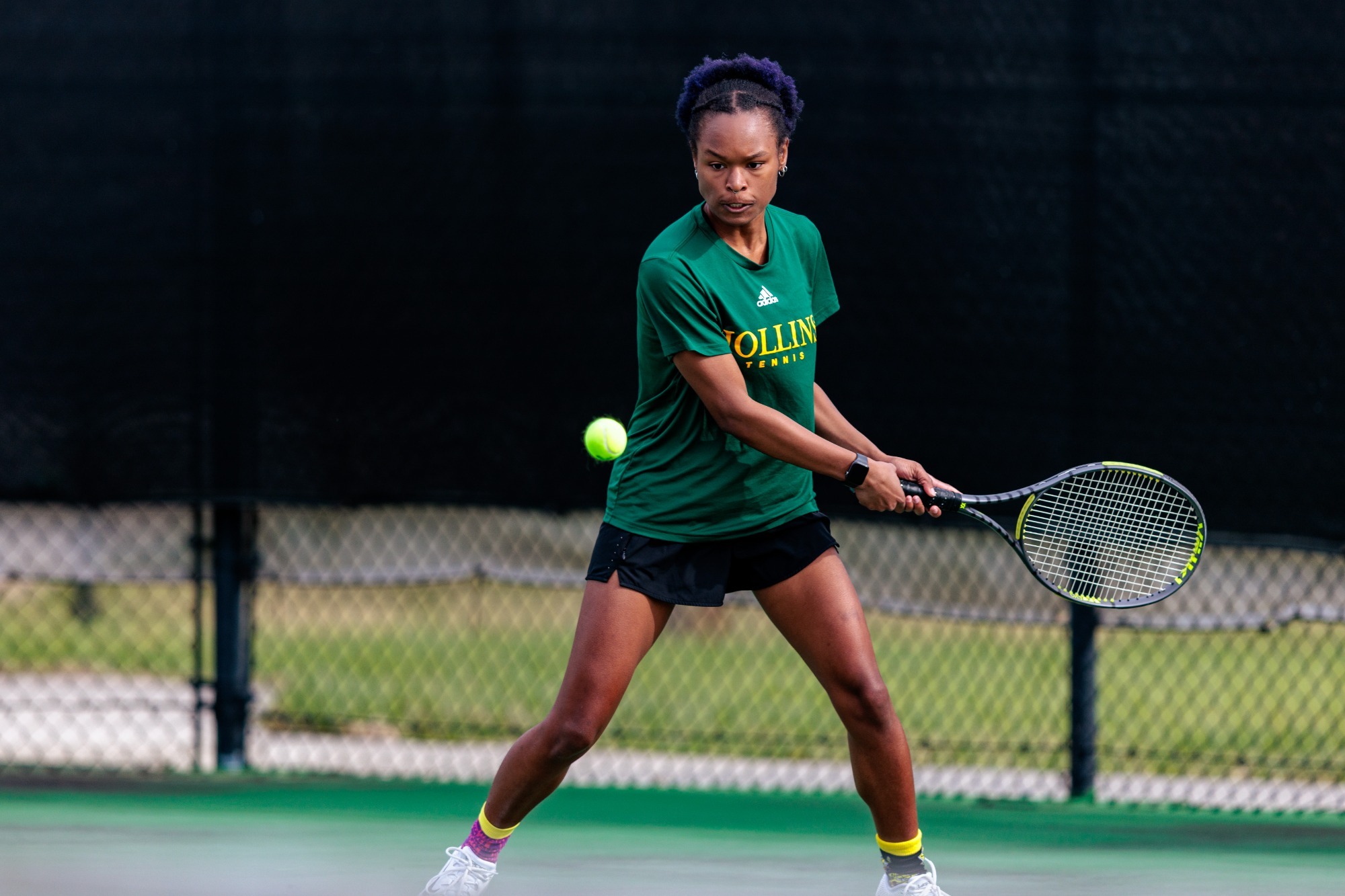 Sasha Mingo with a two handed backhand