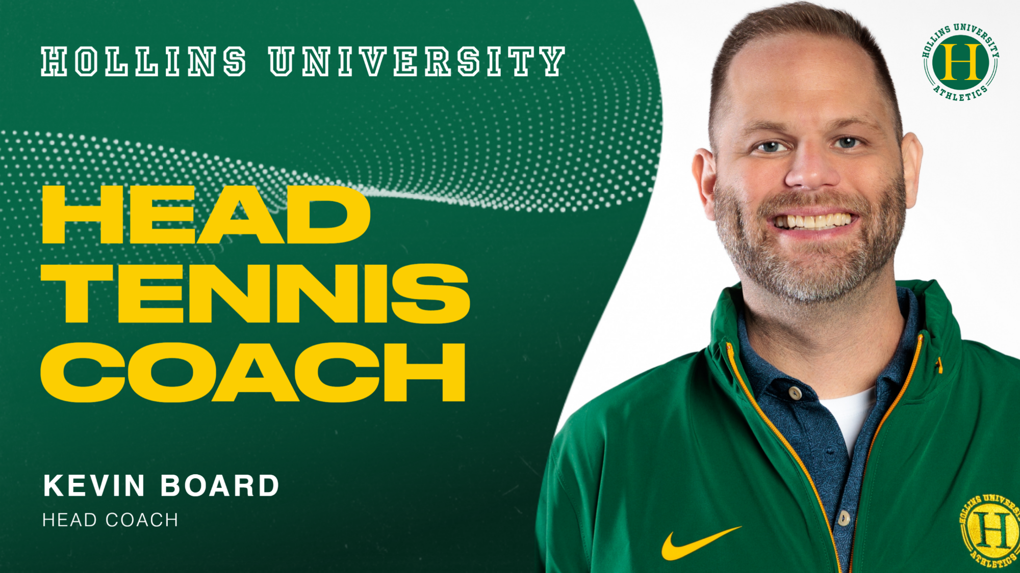 Kevin Board Named new Head Tennis Coach headshot and wording