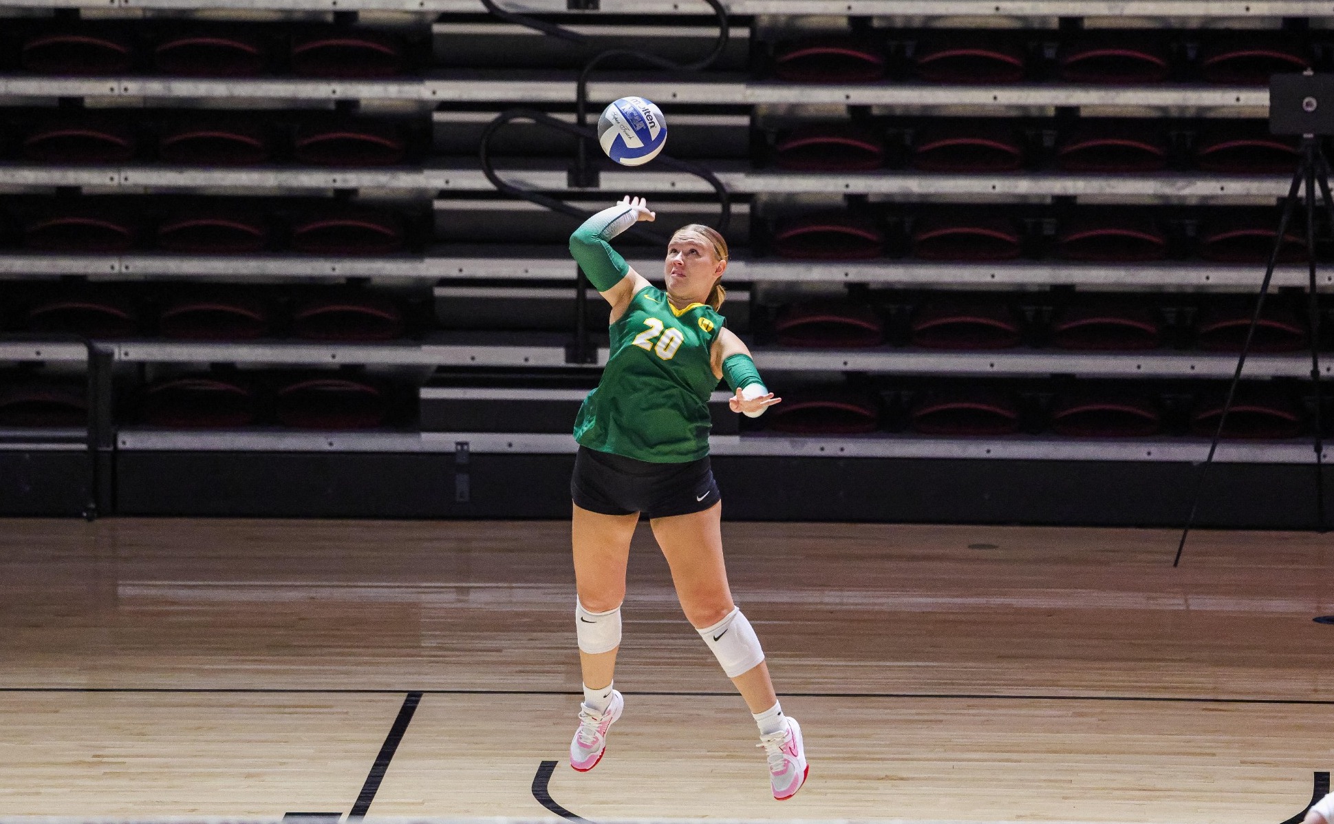 Laken Tingler with the serve