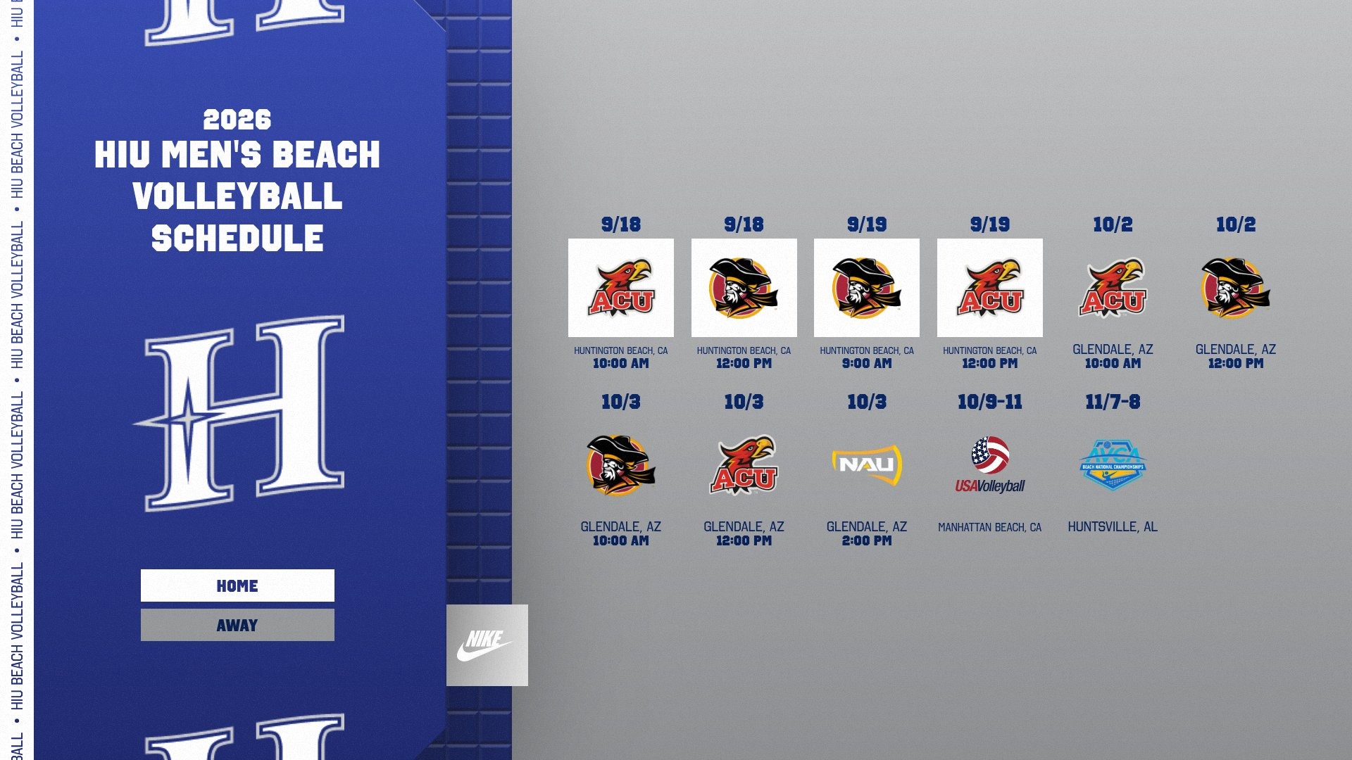 HIU MBVB 2026 Schedule