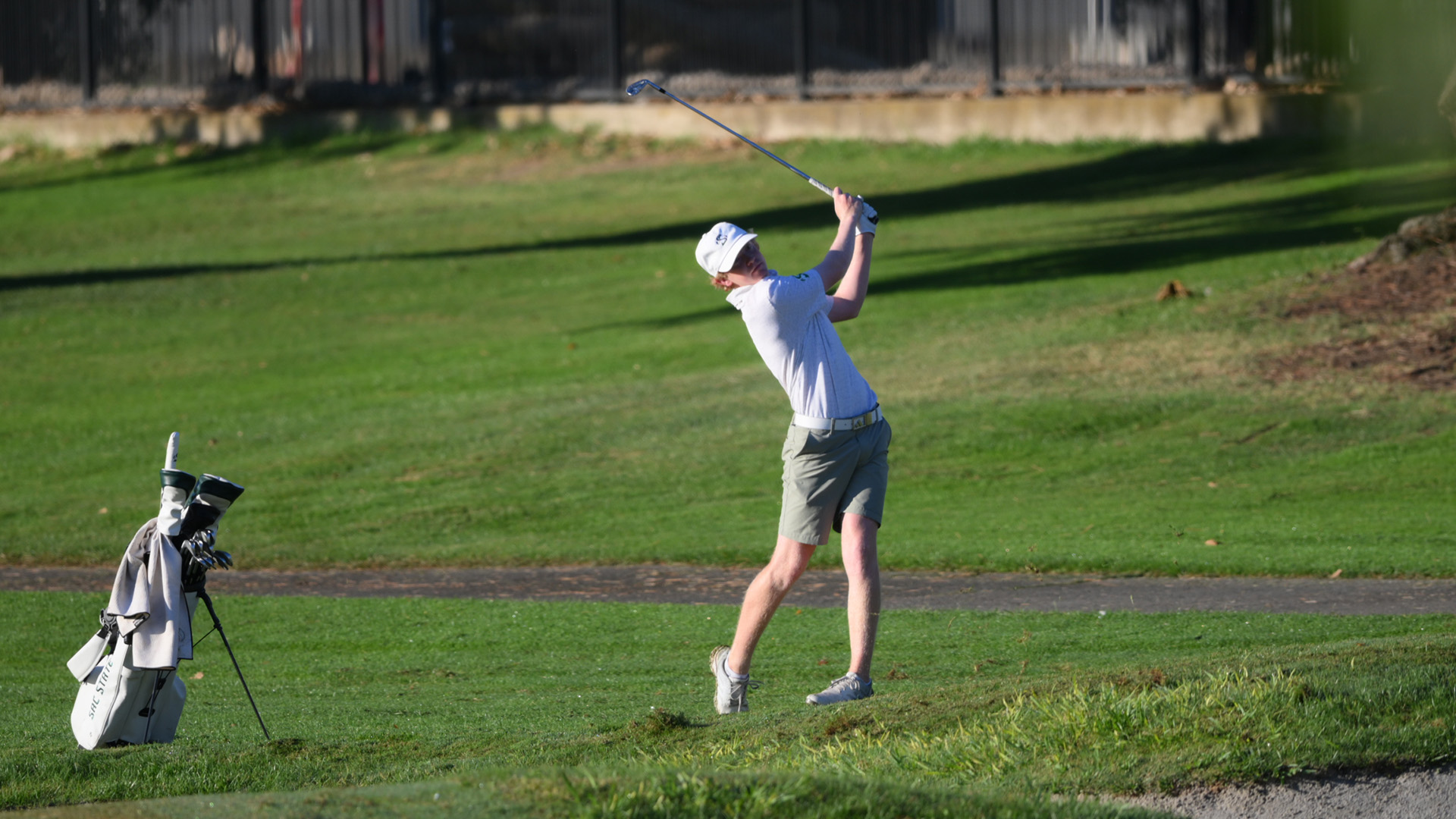 Max Thomas after a shot from the fairway with an iron