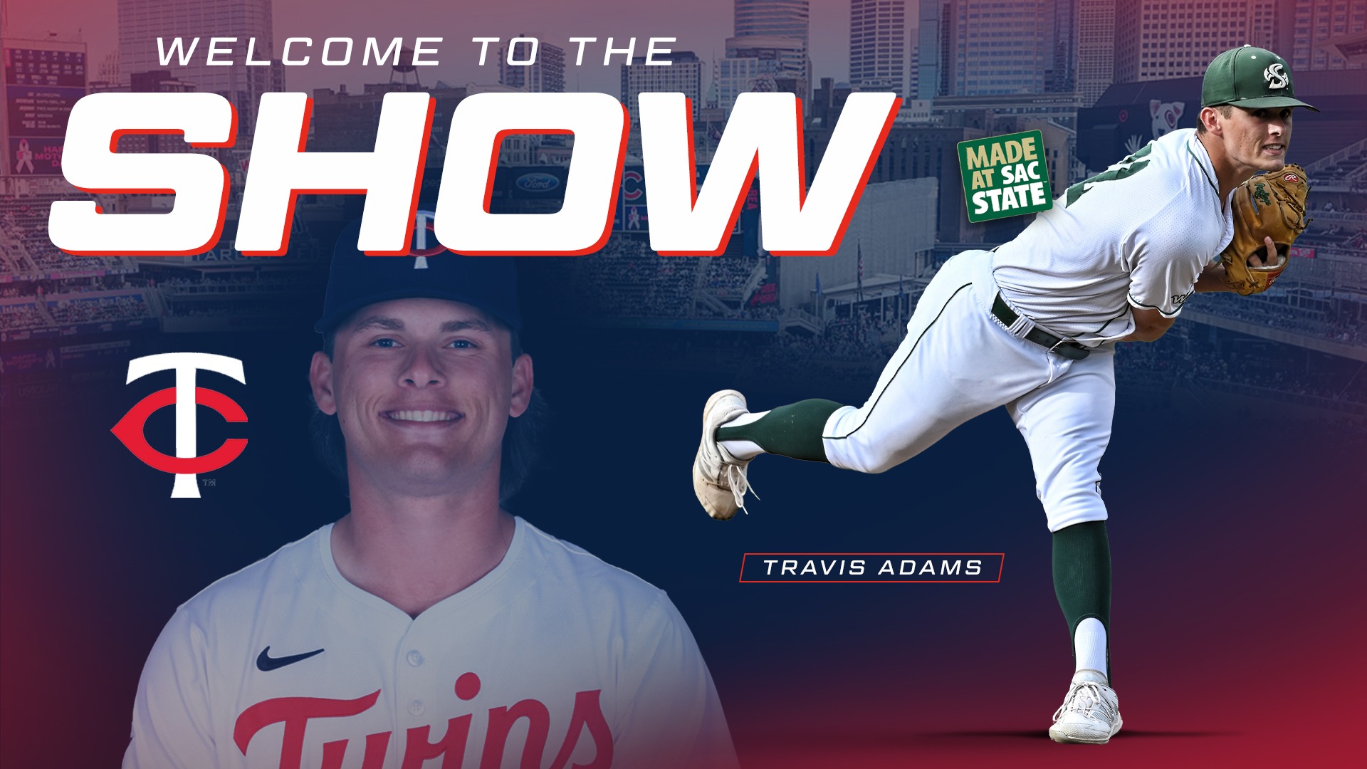 2025 BSB Travis Adams Called Up to the Minnesota Twins graphic