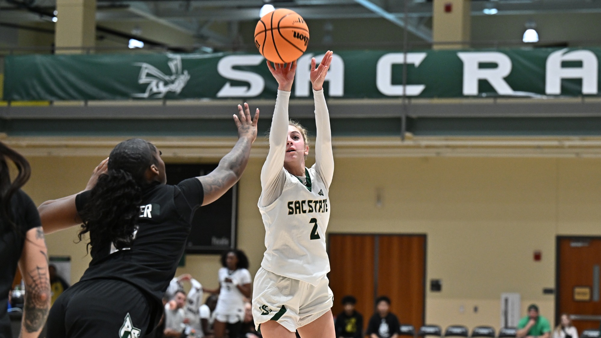 2025-26 WBB Natalie Picton takes a shot against Portland State