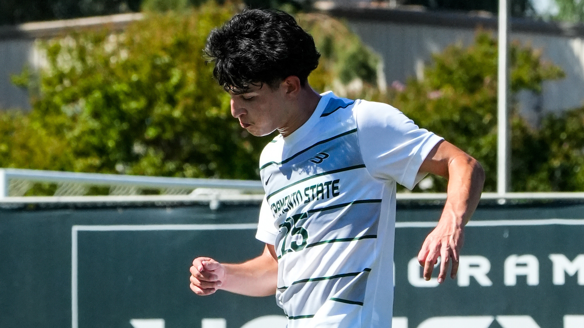 2026 MSOC Adrian Alvarenga dribbles a ball against UC Riverside