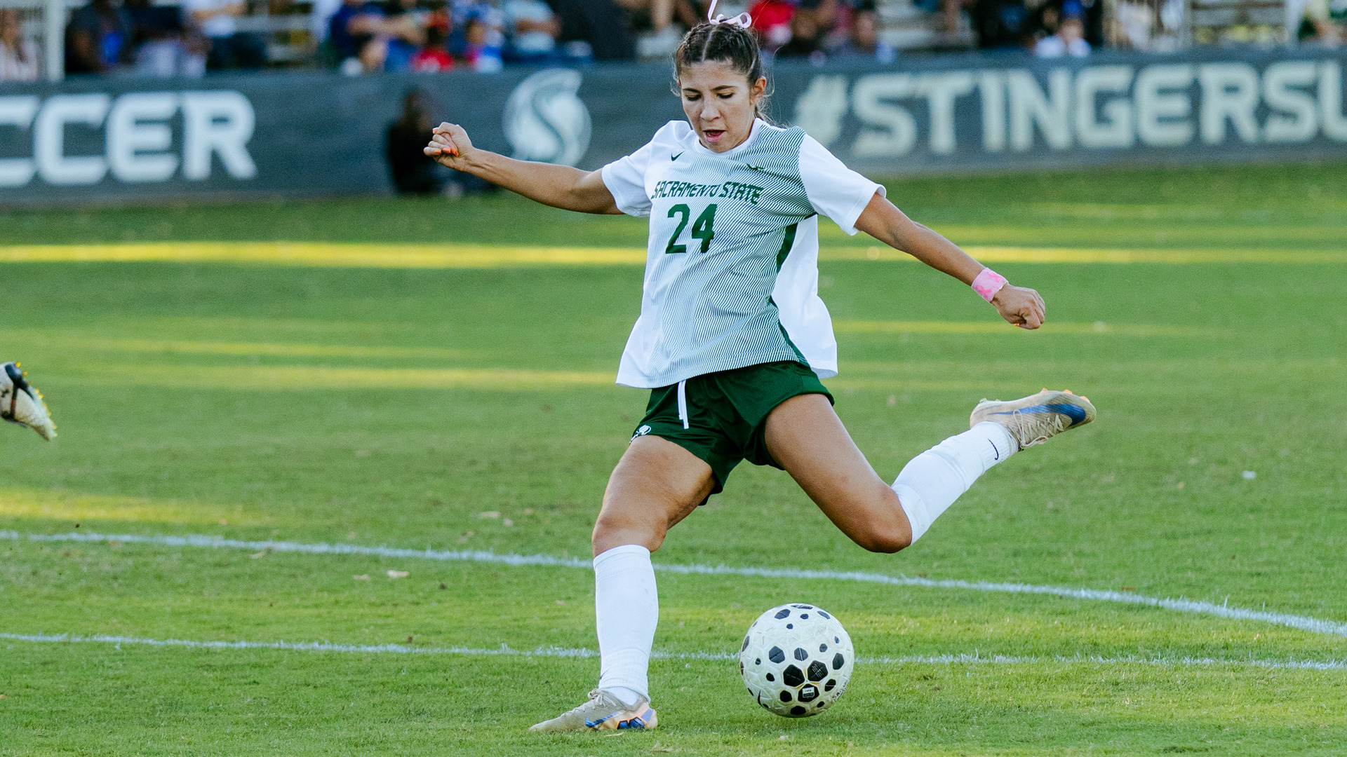 2026 WSOC Lexi Schroeder attemtps a shot during a match against Cal State Bakersfield at home