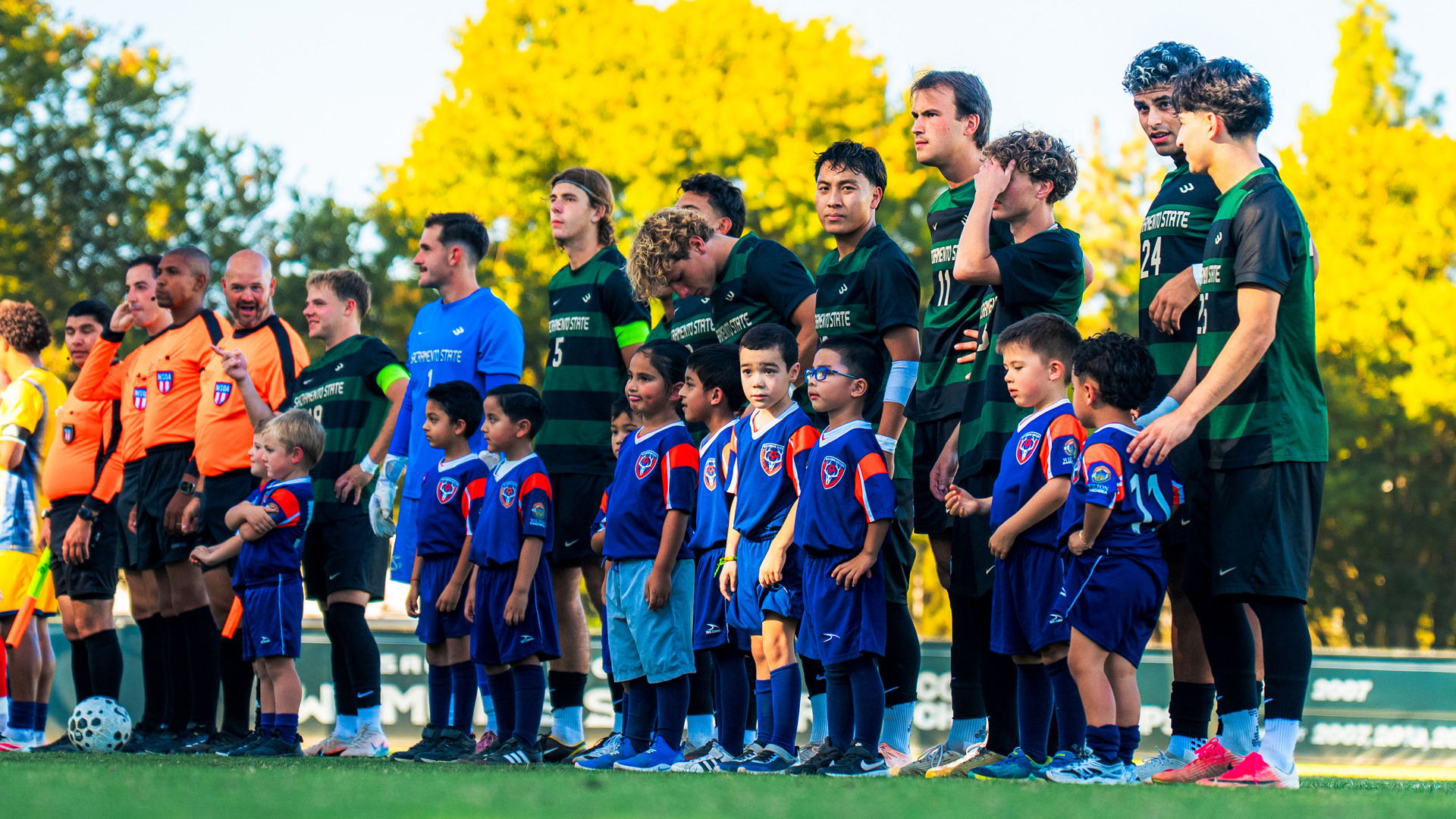 2026 MSOC starters line-up with a local youth team for the starting lineups against UC Irvine
