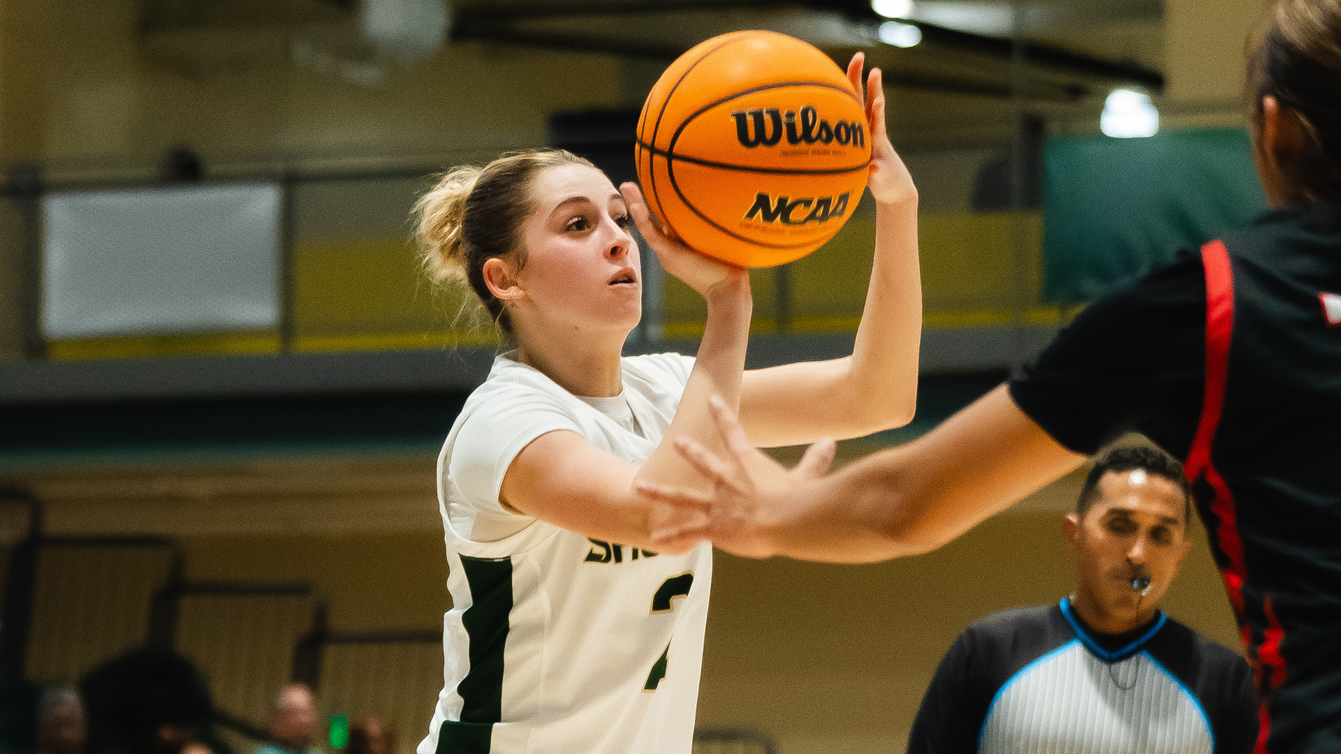 2026-27 WBB Natalie Picton puts up a shot in an exhibition at home against Stanislaus State
