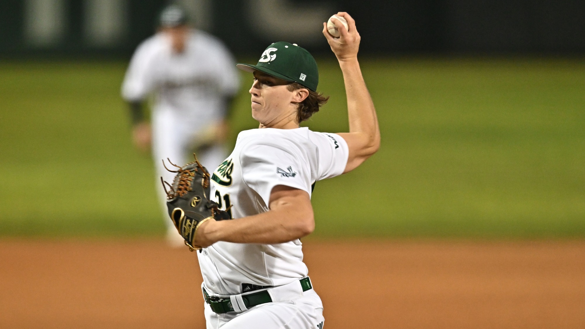 2026 BSB Ethan Lay throws a pitch in game two of the series against Saint Joseph's