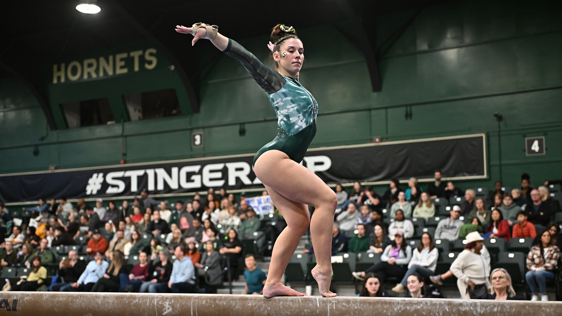 Kaitlyn Driessen poses on balance beam