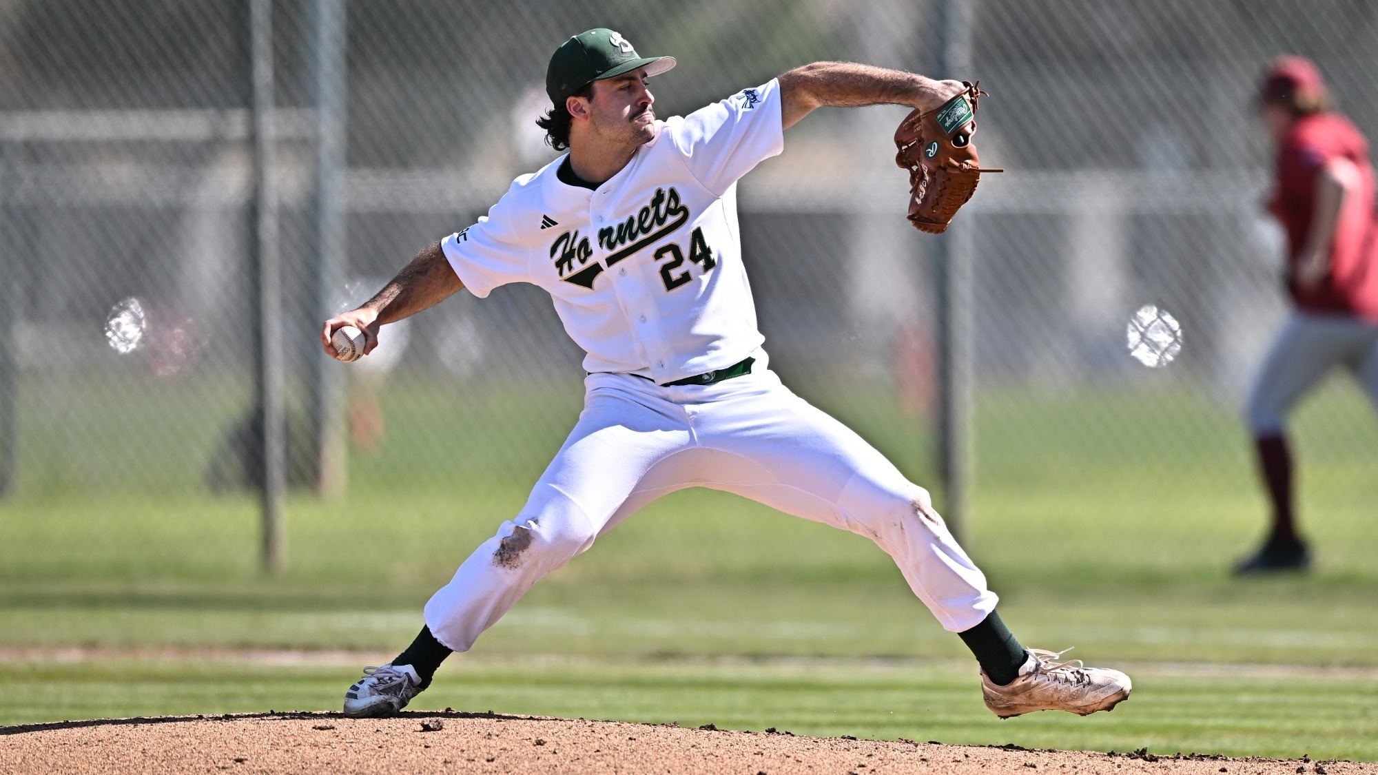 2026 BSB Right-handed pitcher Carson Timothy throws a pitch against Saint Joseph's in the series finale
