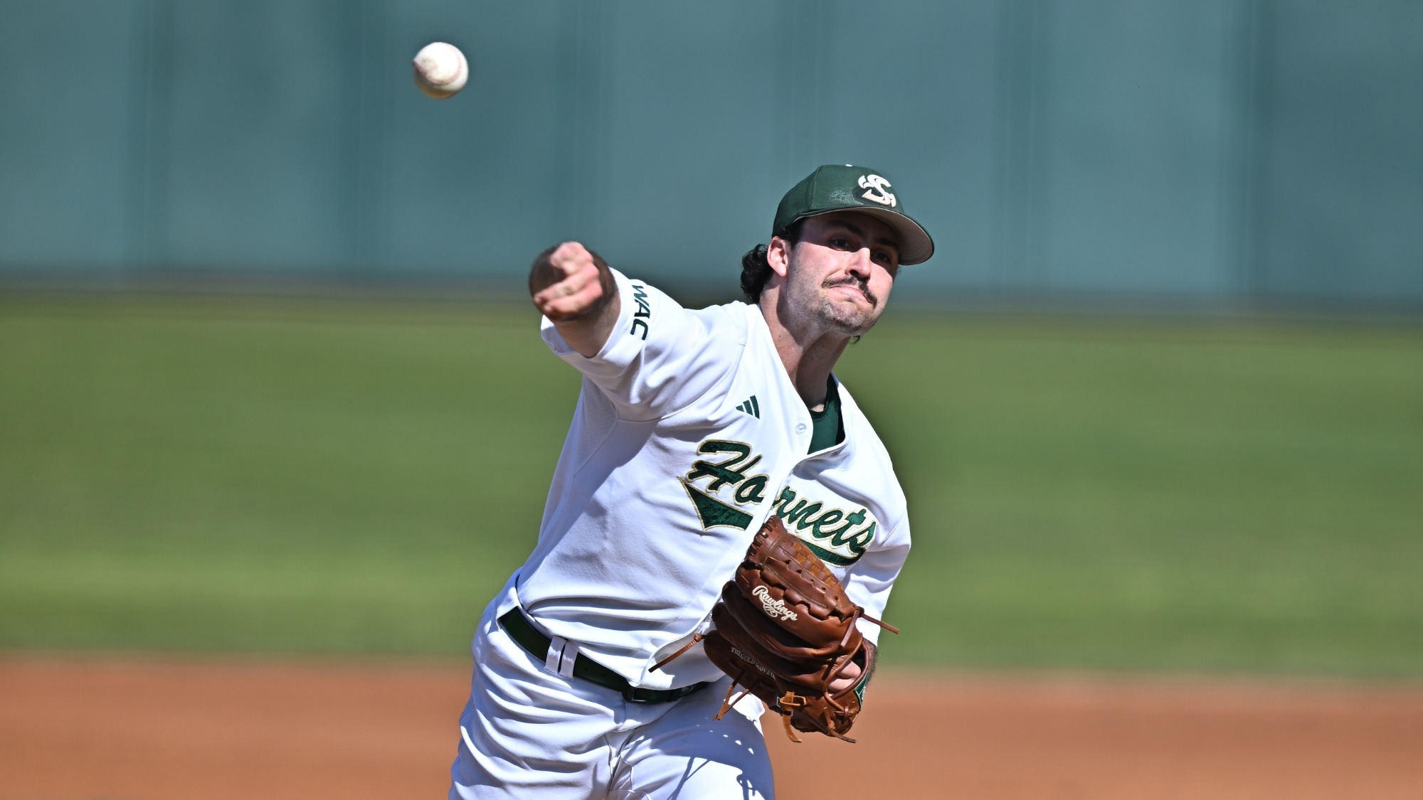 2026 BSB Carson Timothy throws a pitch in the series finale against Saint Joseph's on Feb. 22