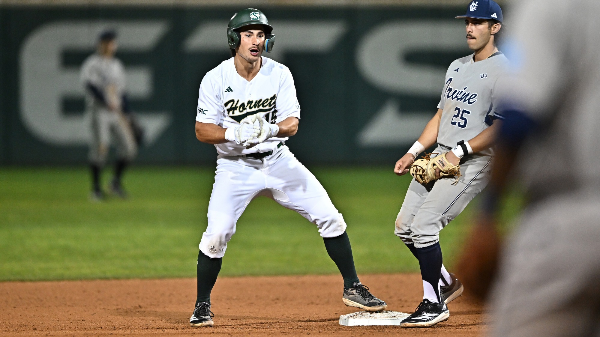 2026 BSB Jakob Poturnak celebrates following a double during the season-opening series against UC Irvine
