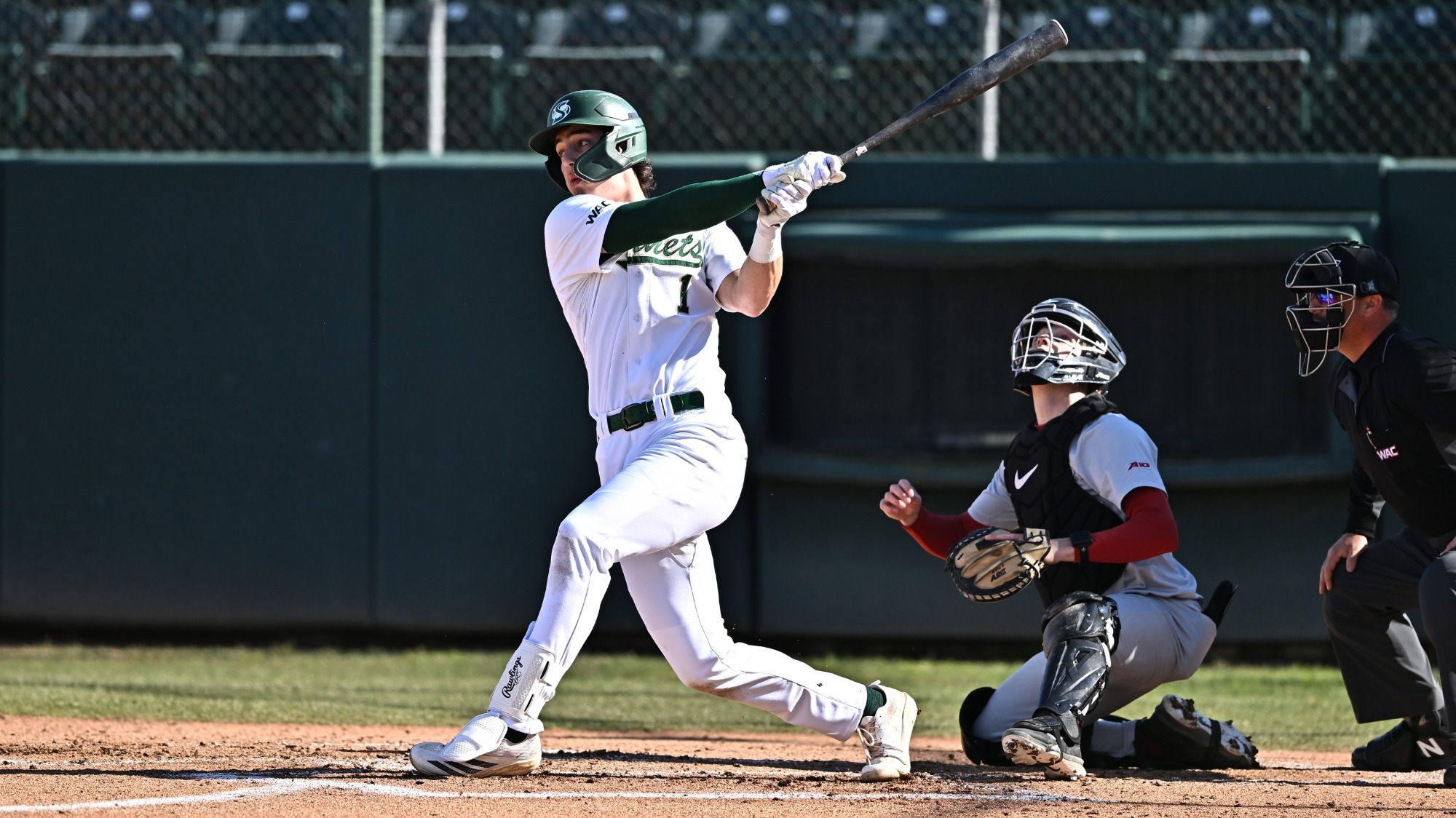 2026 BSB Sam Harry follows through on his swing in a game against Saint Joseph's on Feb. 22