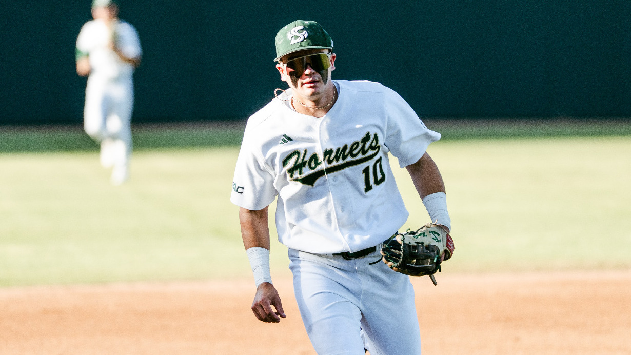 2026 BSB Jace Jeremiah runs off the field following the third out of the inning against Tarleton State on May 14