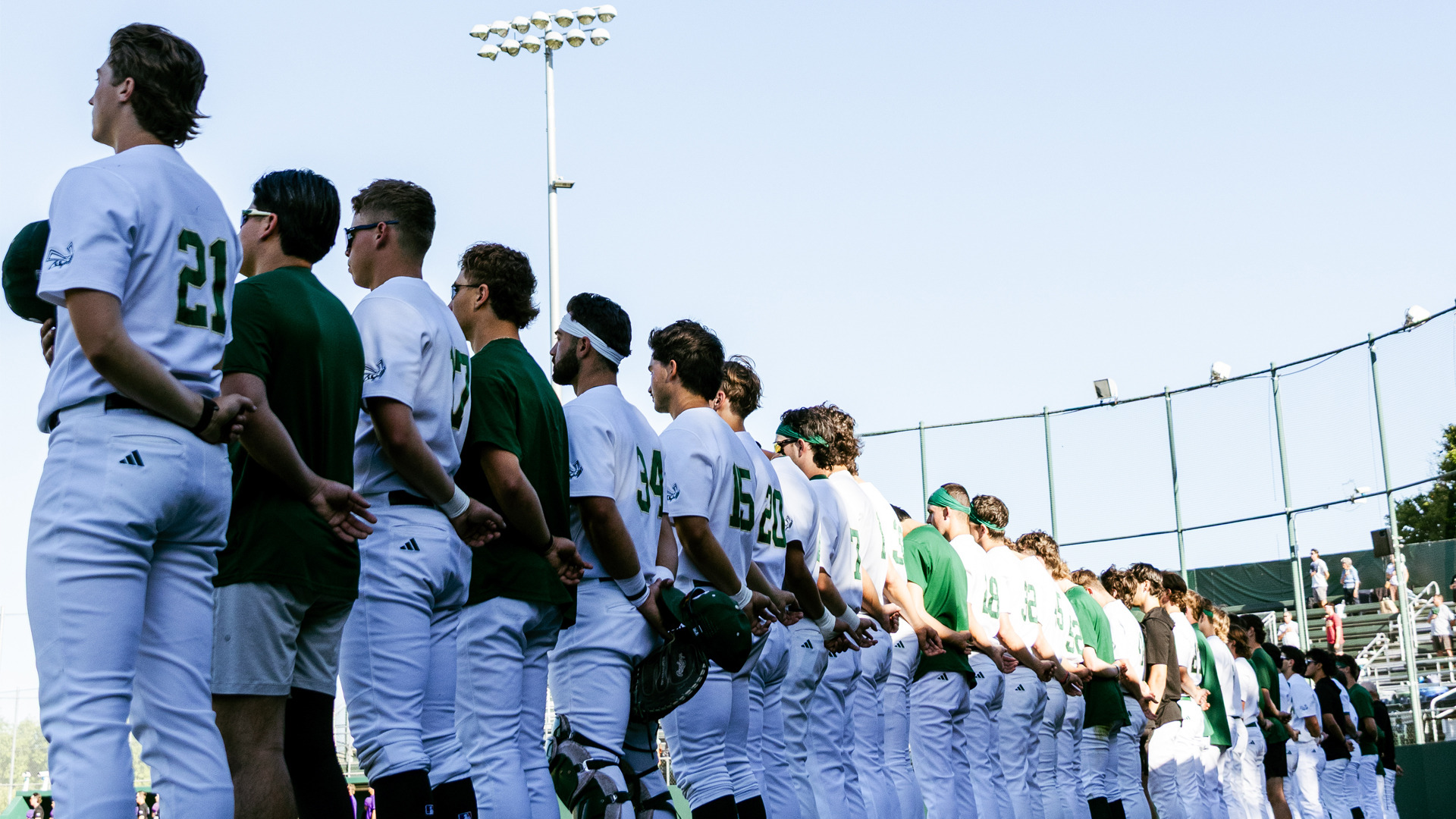 2026 BSB Hornets lineup for the National Anthem in front of the dugout prior to first pitch against Tarleton State