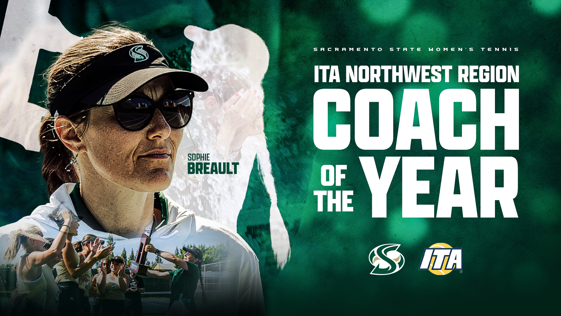 2025-26 WTEN graphic honoring head coach Sophie Breault as the ITA Northwest Region Coach of the Year