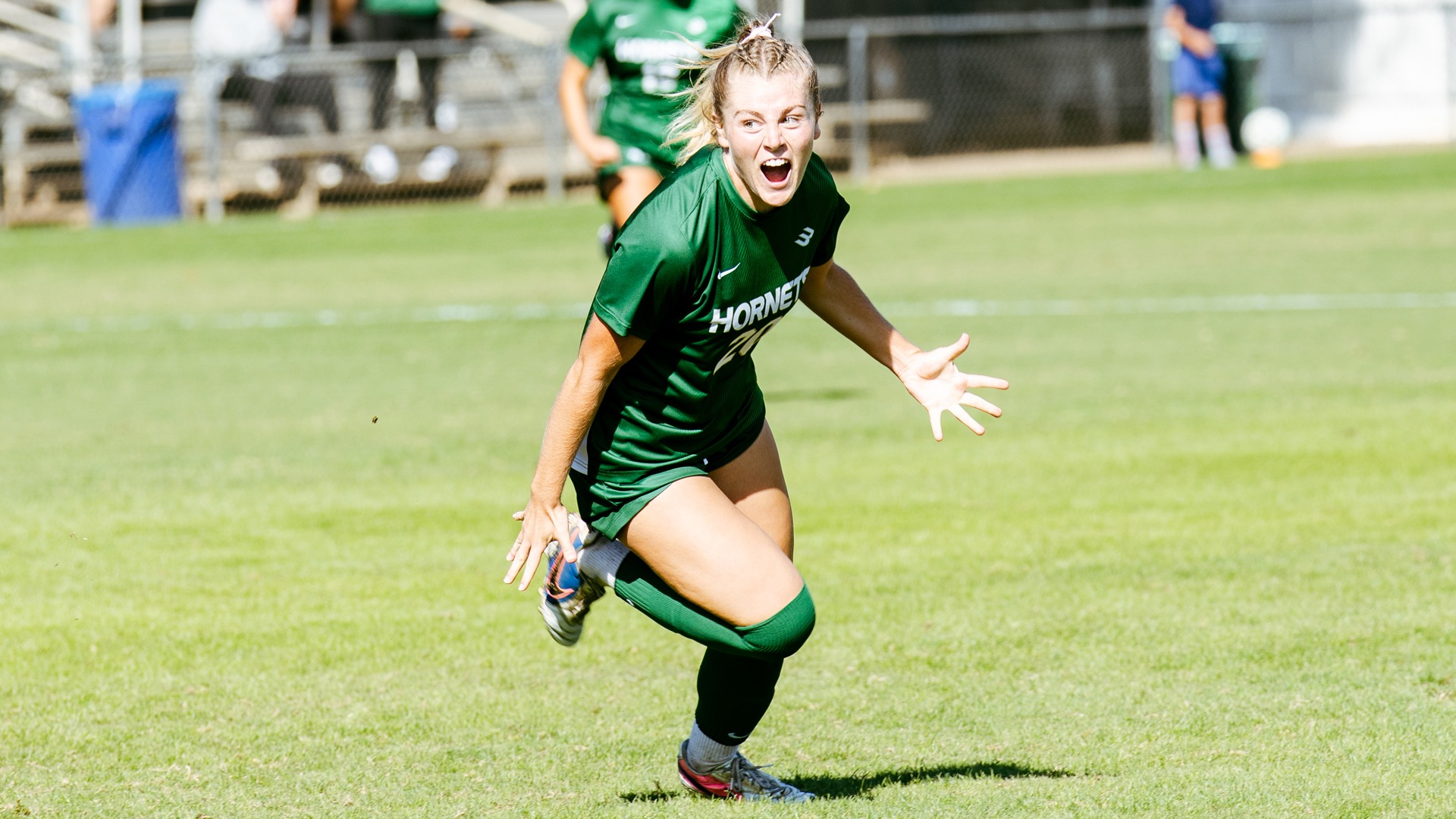  2026 WSOC Ellie Farber celebrates her third goal of the season just two minutes into her team's match against UC Irvine